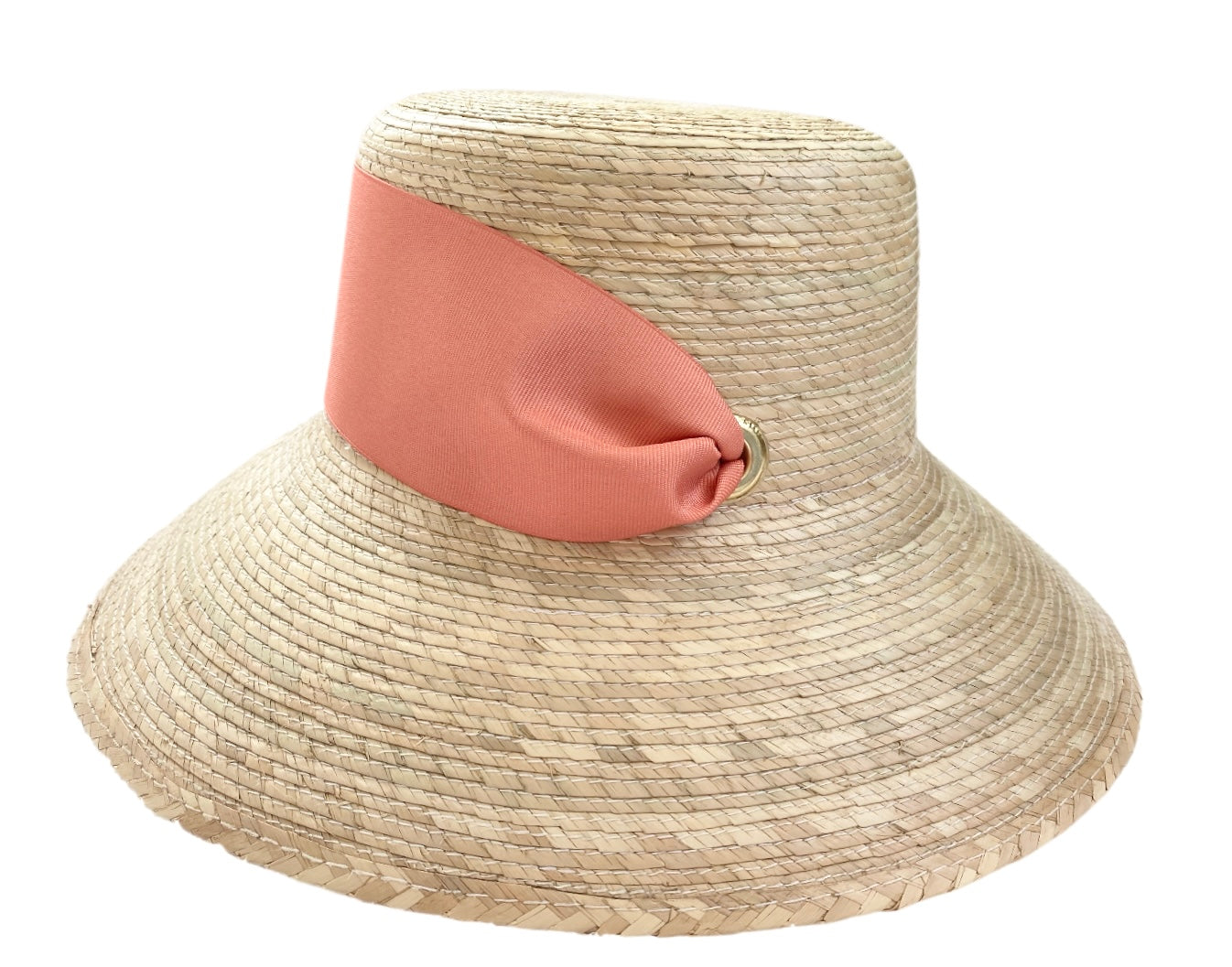 Clematis Bucket Hat - Coral Wide & Short Grosgrain Ribbon