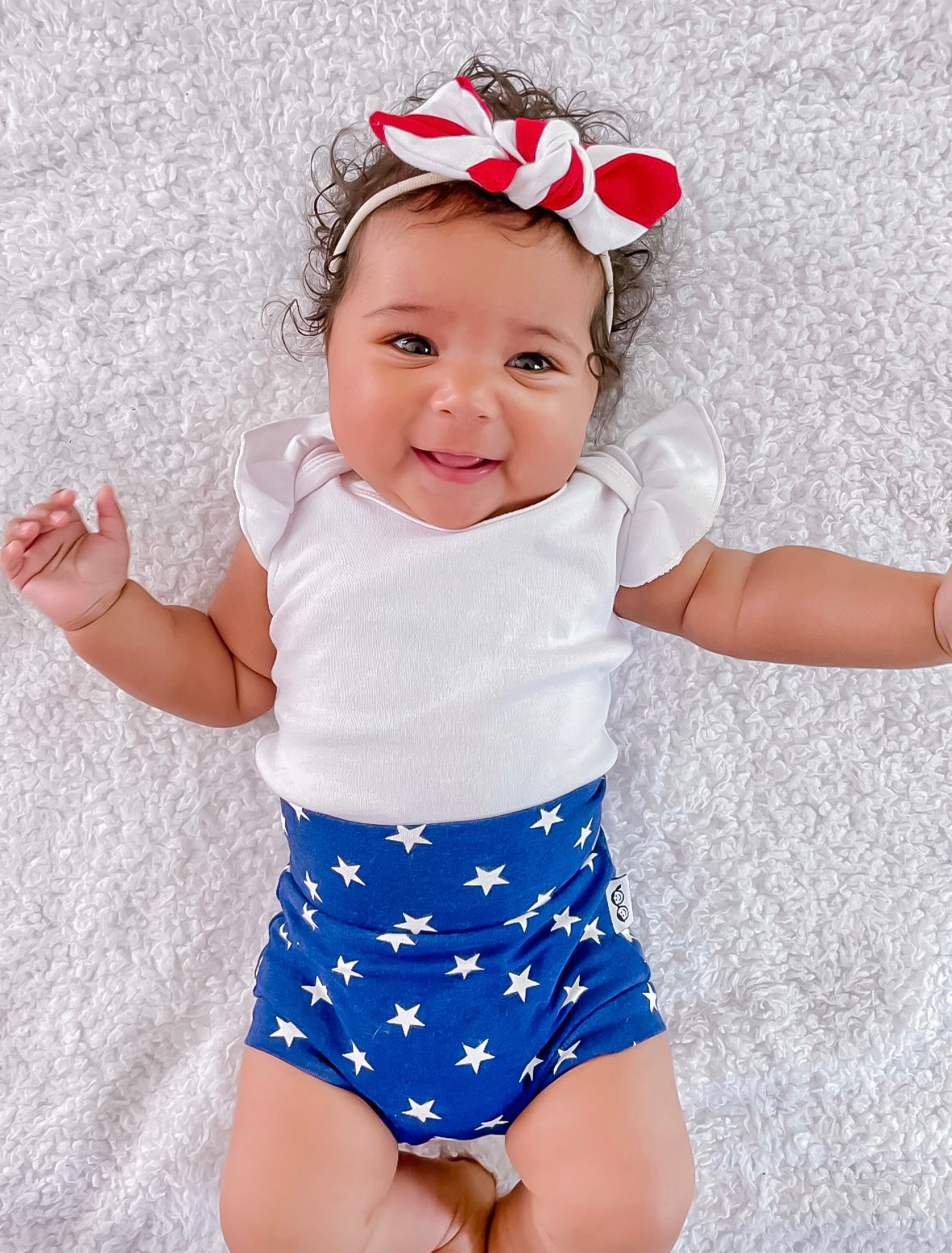 Navy Stars Bummies With Red/white Stripe Headband Set
