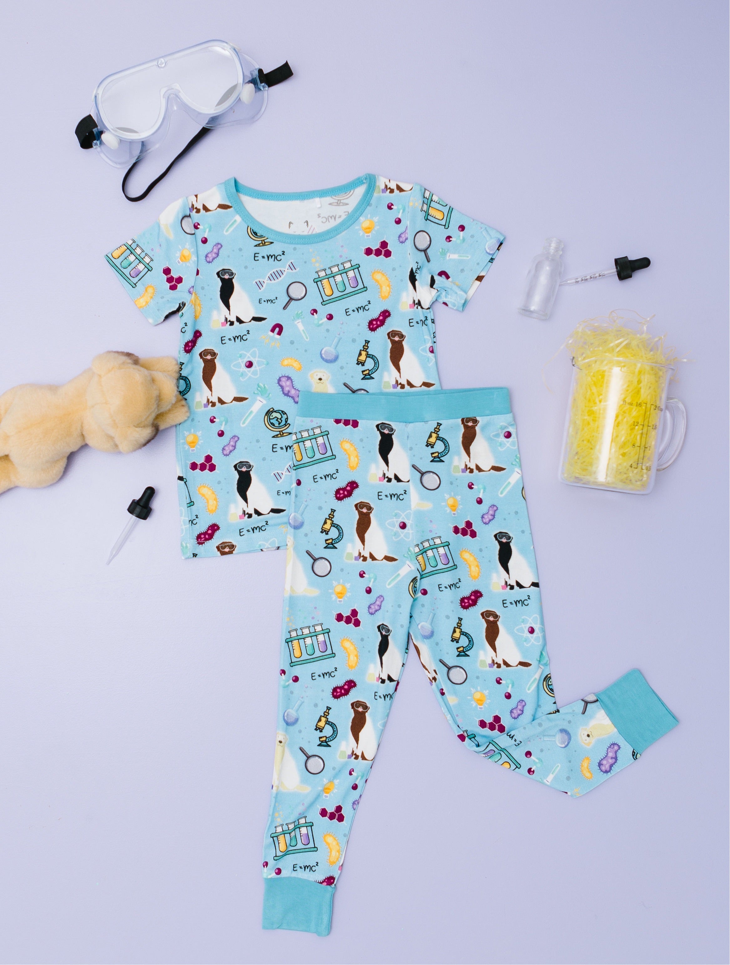 Science Labs Two Piece Dogs Print Bamboo Viscose Pajamas Set
