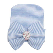 Nb Blue Stripe Bow Hat