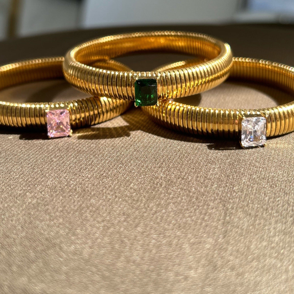 Serenity Emerald Cz Gold Bracelet
