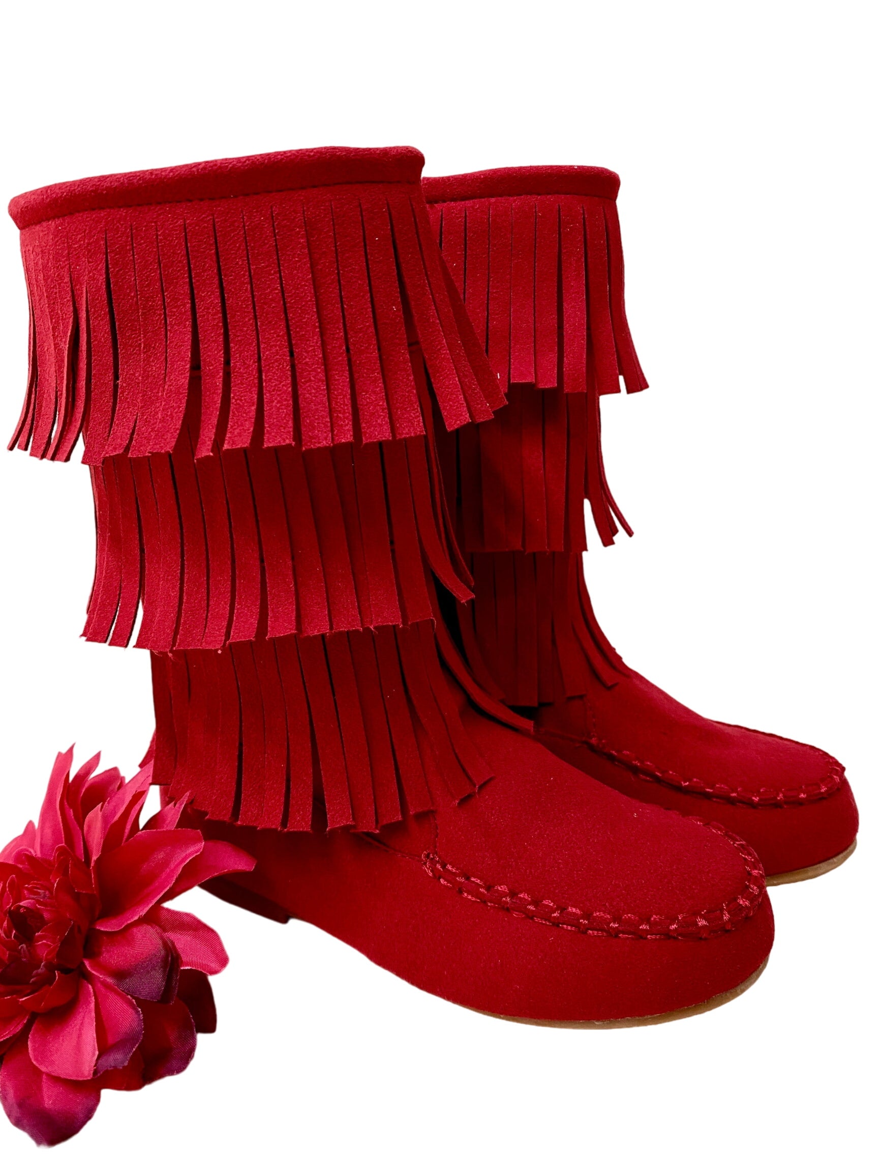 Suede Tiered Fringe Boots By Liv And Mia