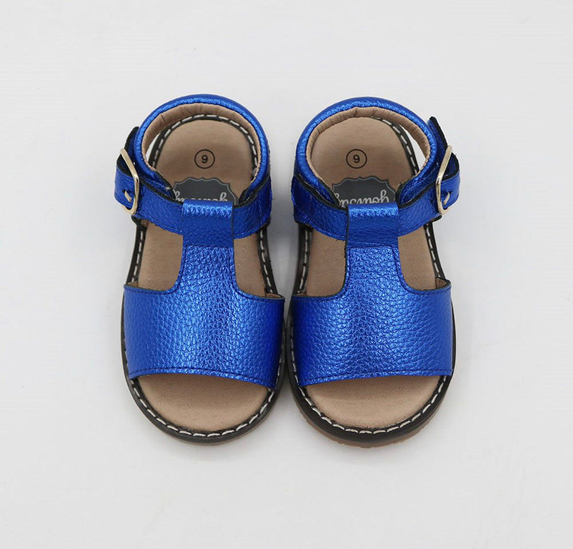 Paige T-bar Sandals - Metallic Navy
