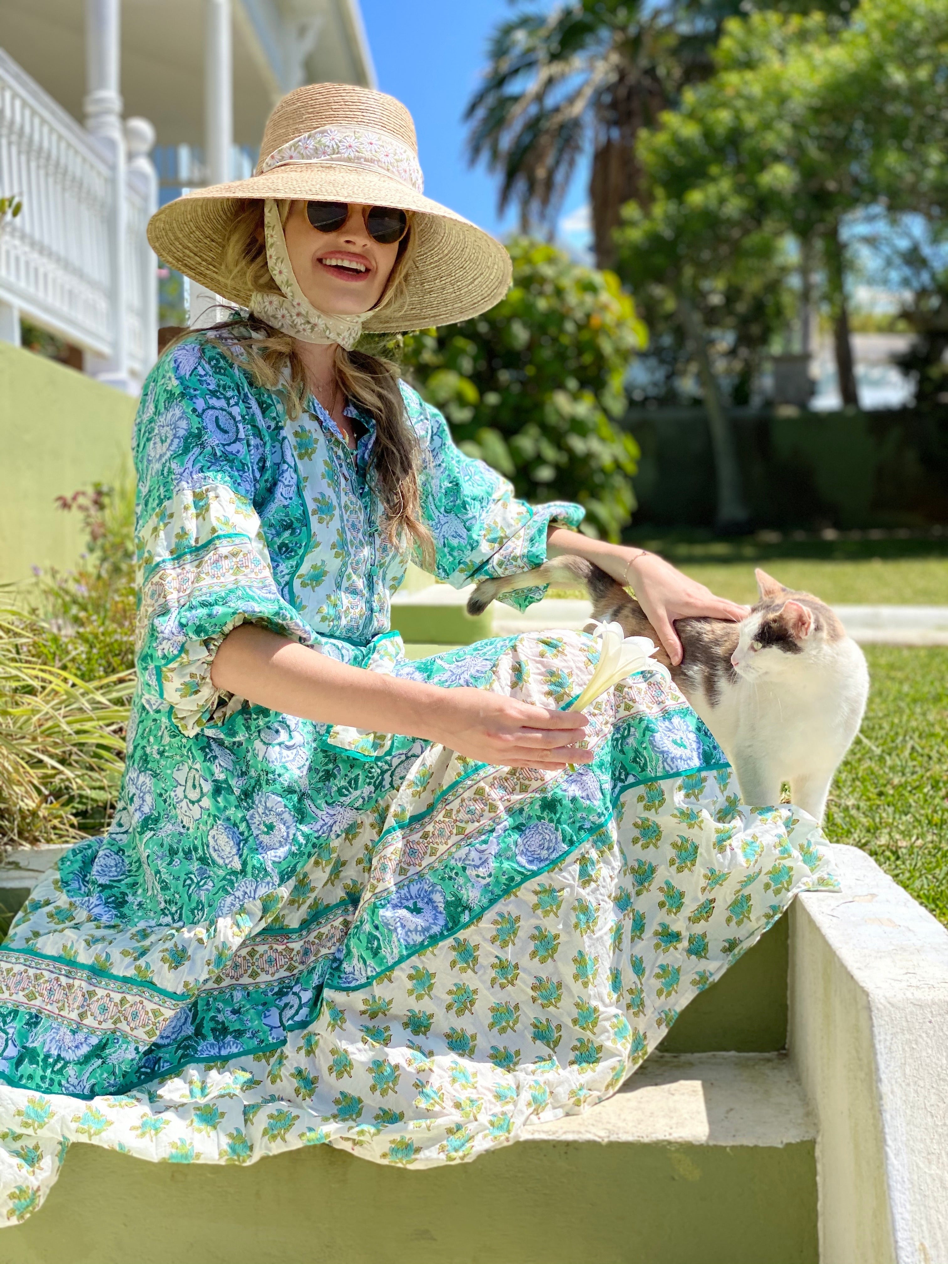 Wildflower Sun Hat - Olive Green Wide & Short Grosgrain Ribbon