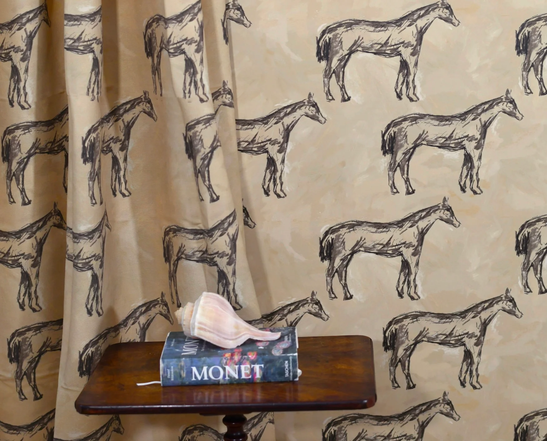 Antique Parchment Horse In Parchment- Fabric