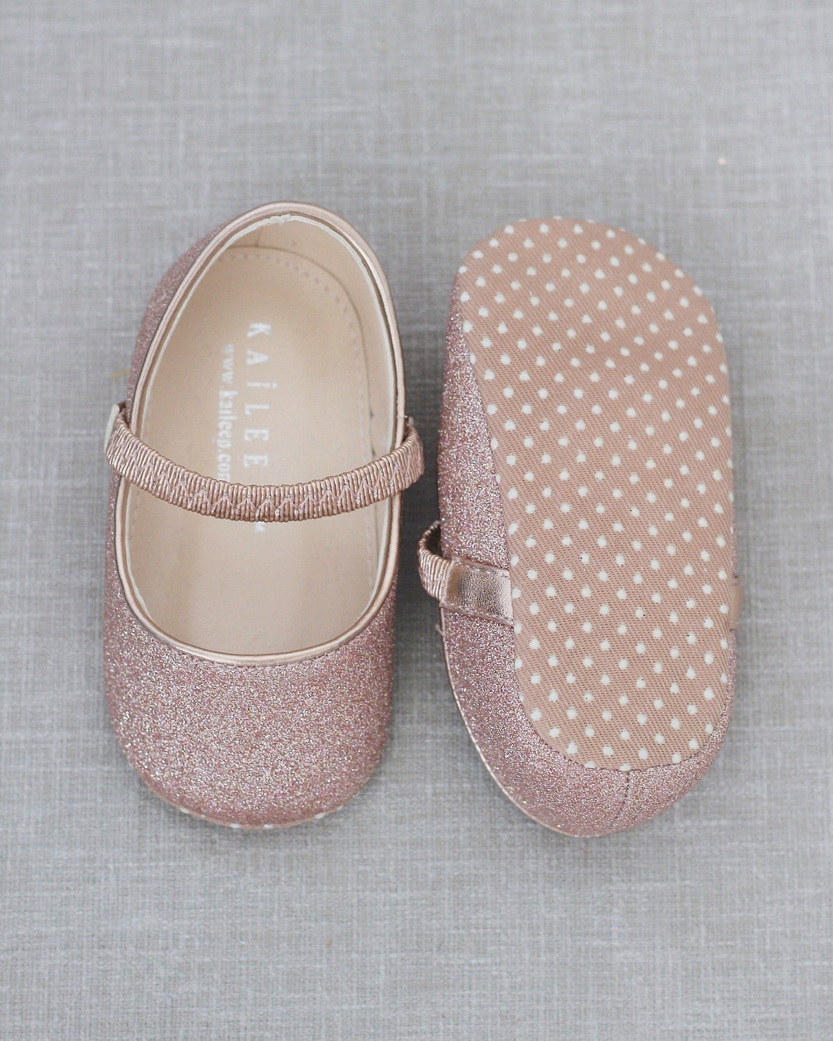 Rose Gold Fine Glitter Mary Jane Flats