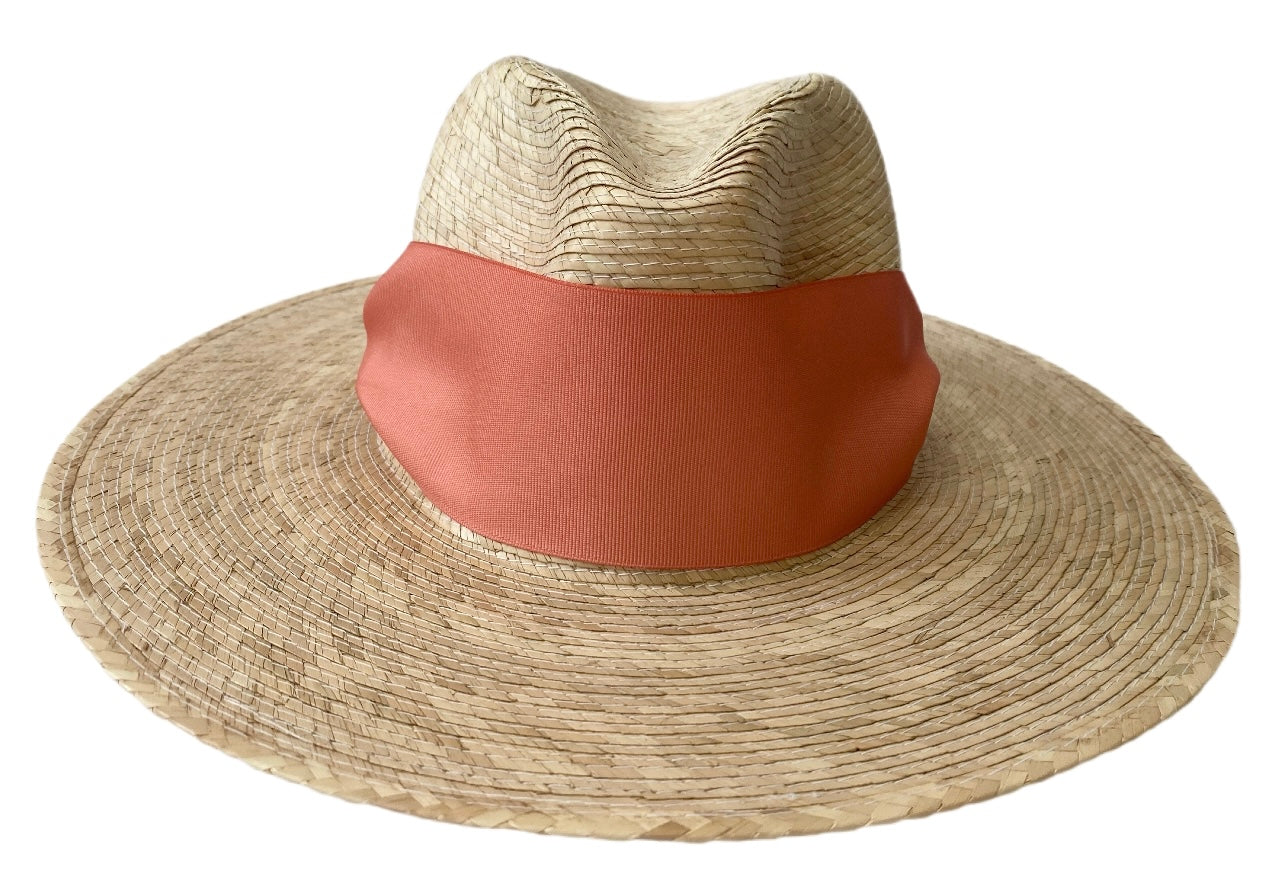 Zinnia Sun Hat -coral Wide & Short Grosgrain Ribbon