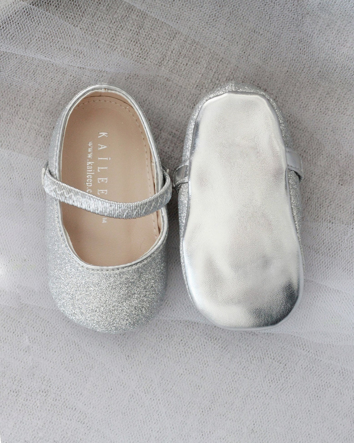 Silver Fine Glitter Mary Jane Flats