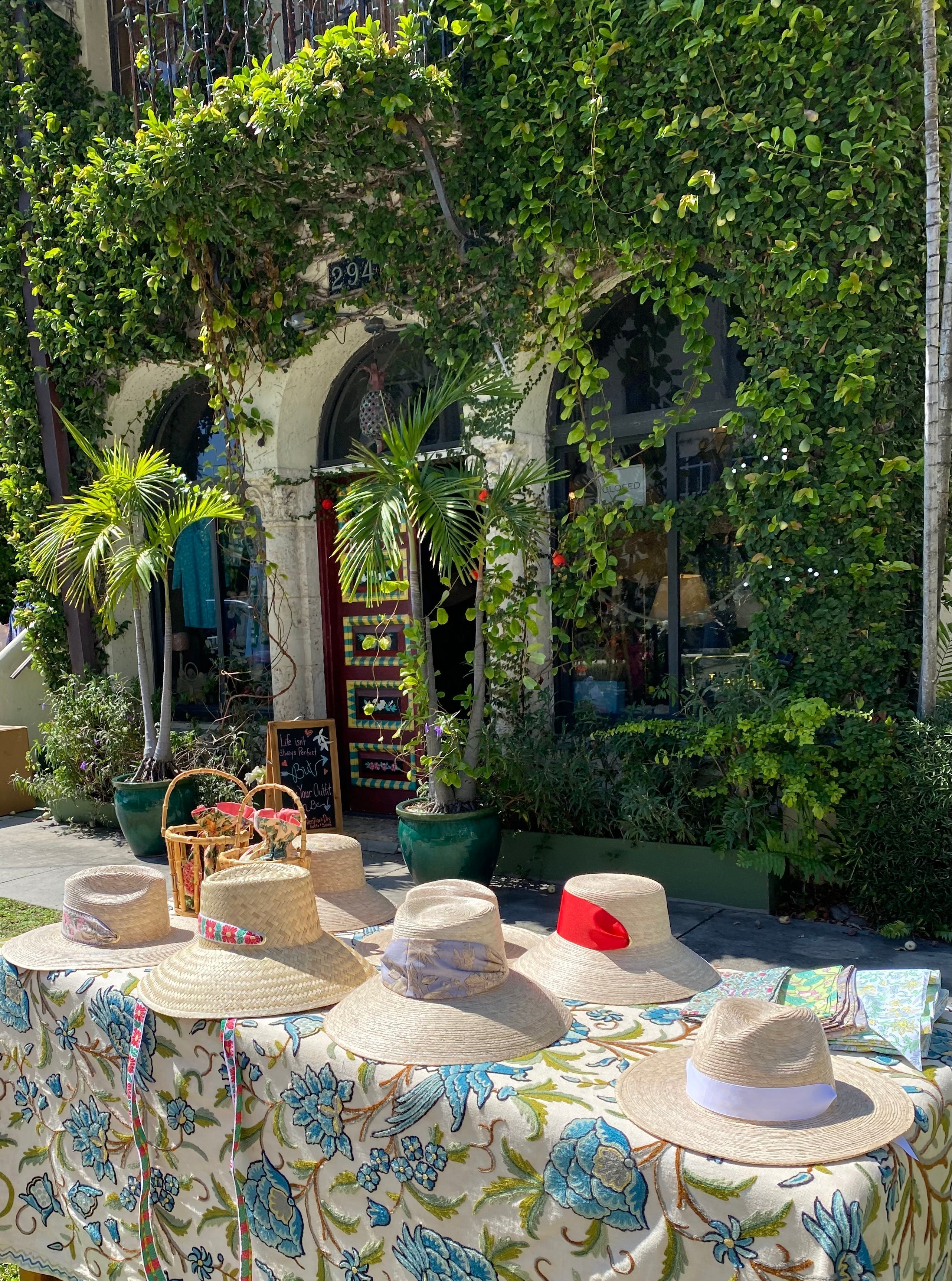 Clematis Bucket Hat - Ivory Grosgrain Ribbon