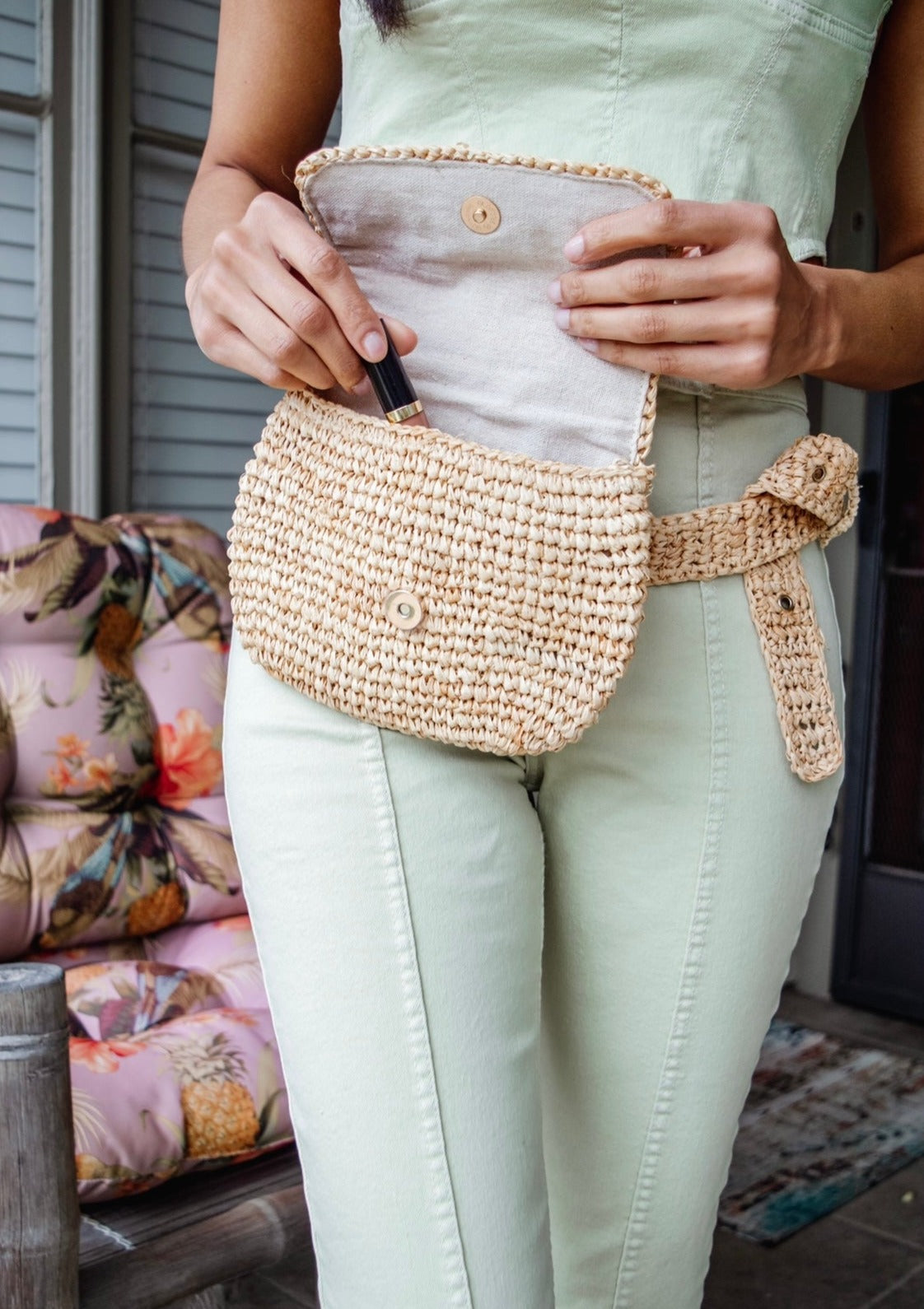 Straw Belt Bag- Natural