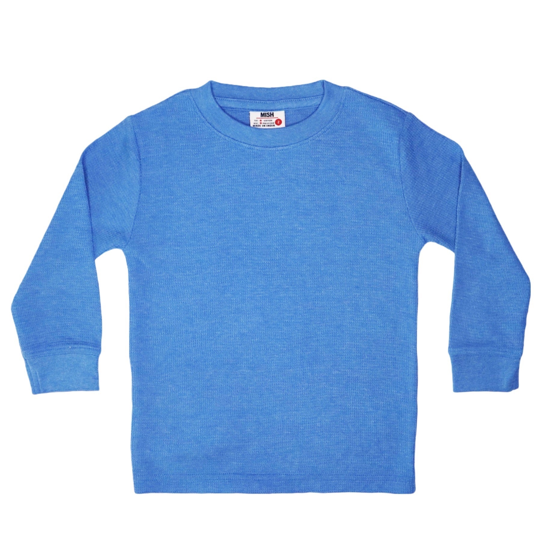 Kids Thermal Long Sleeve Solid Shirt - Distressed Cobalt