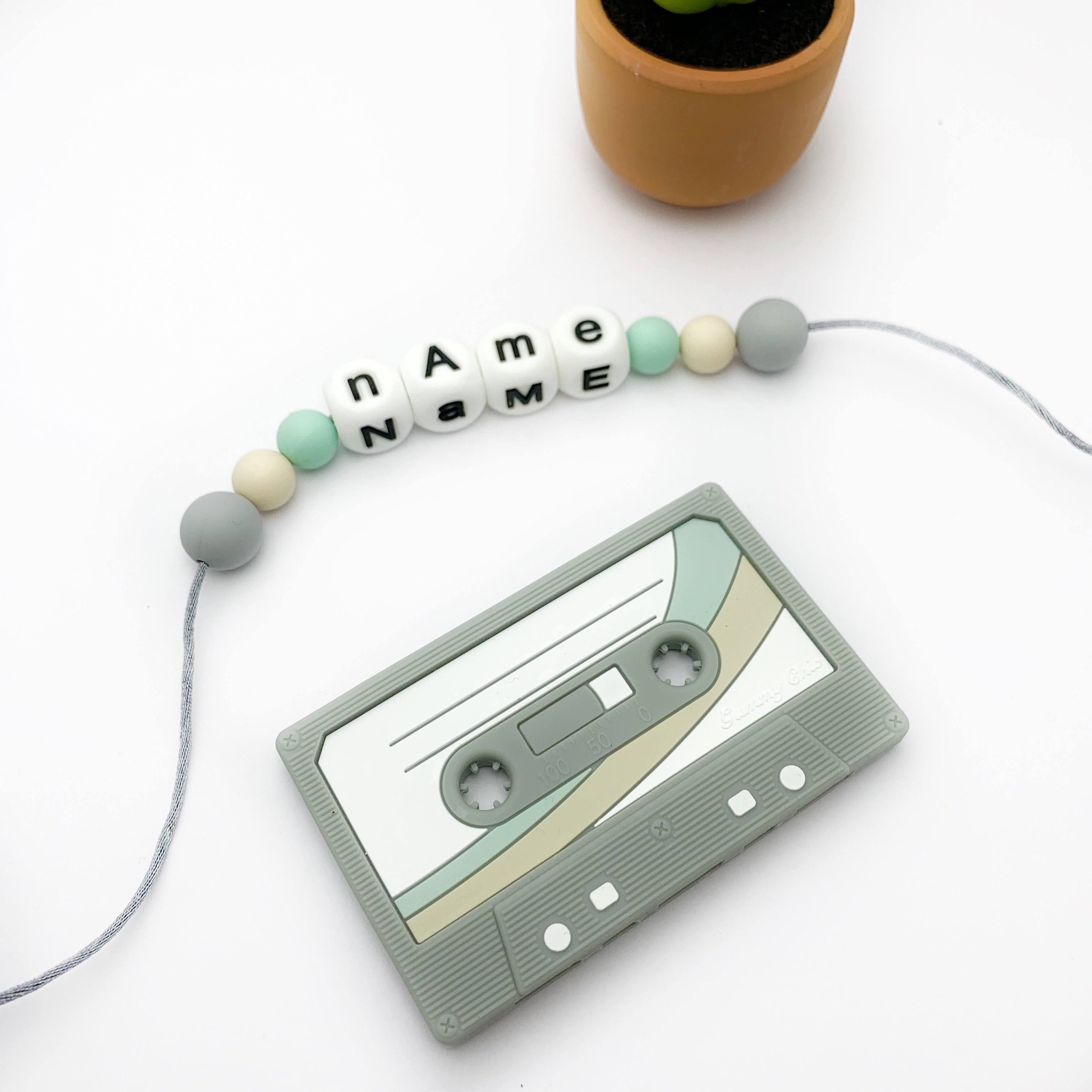 Personalized Cassette Tape Teether - Retro 80s & 90s Vibes For Teething Babies