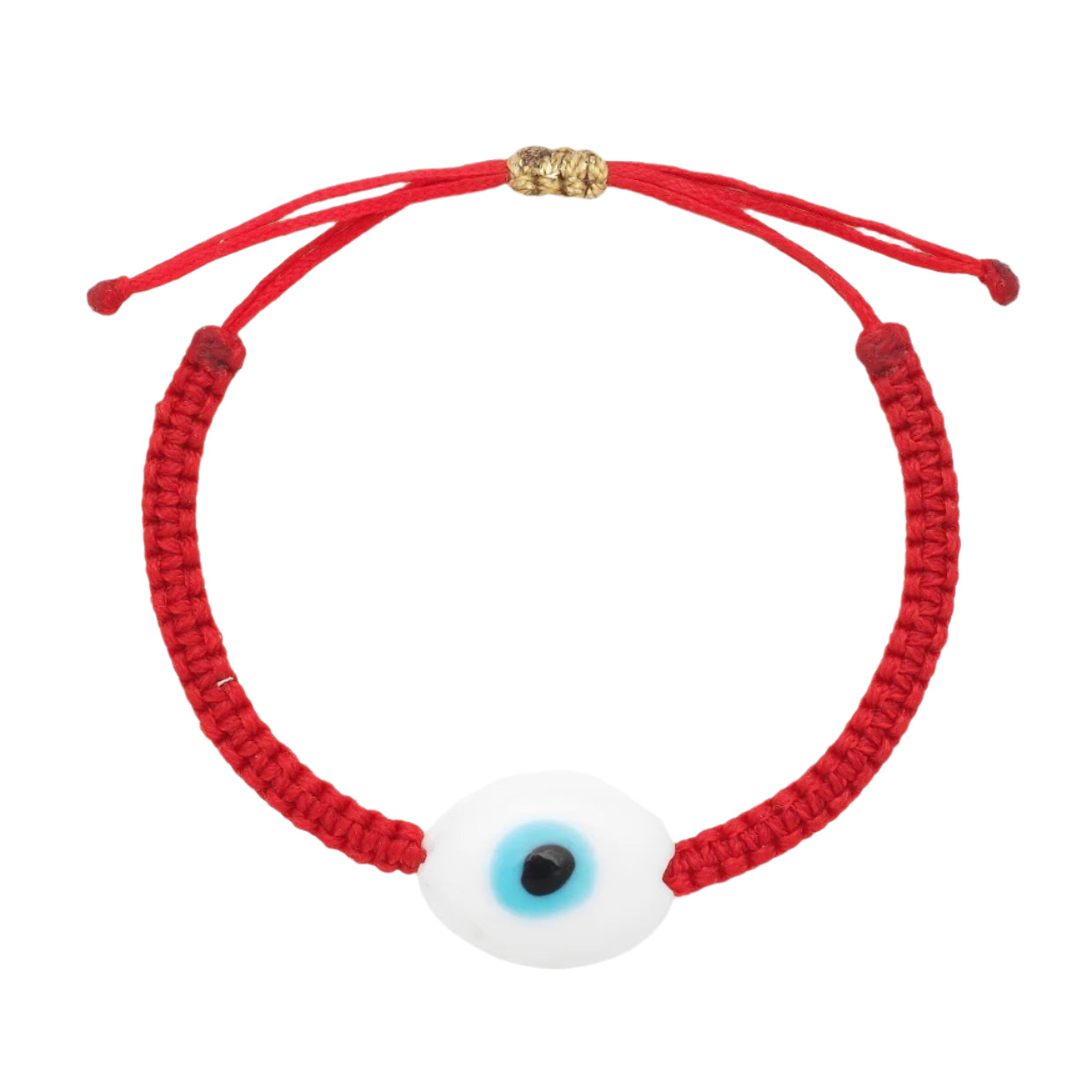 Oval White Ceramic Evil Eye Bracelet