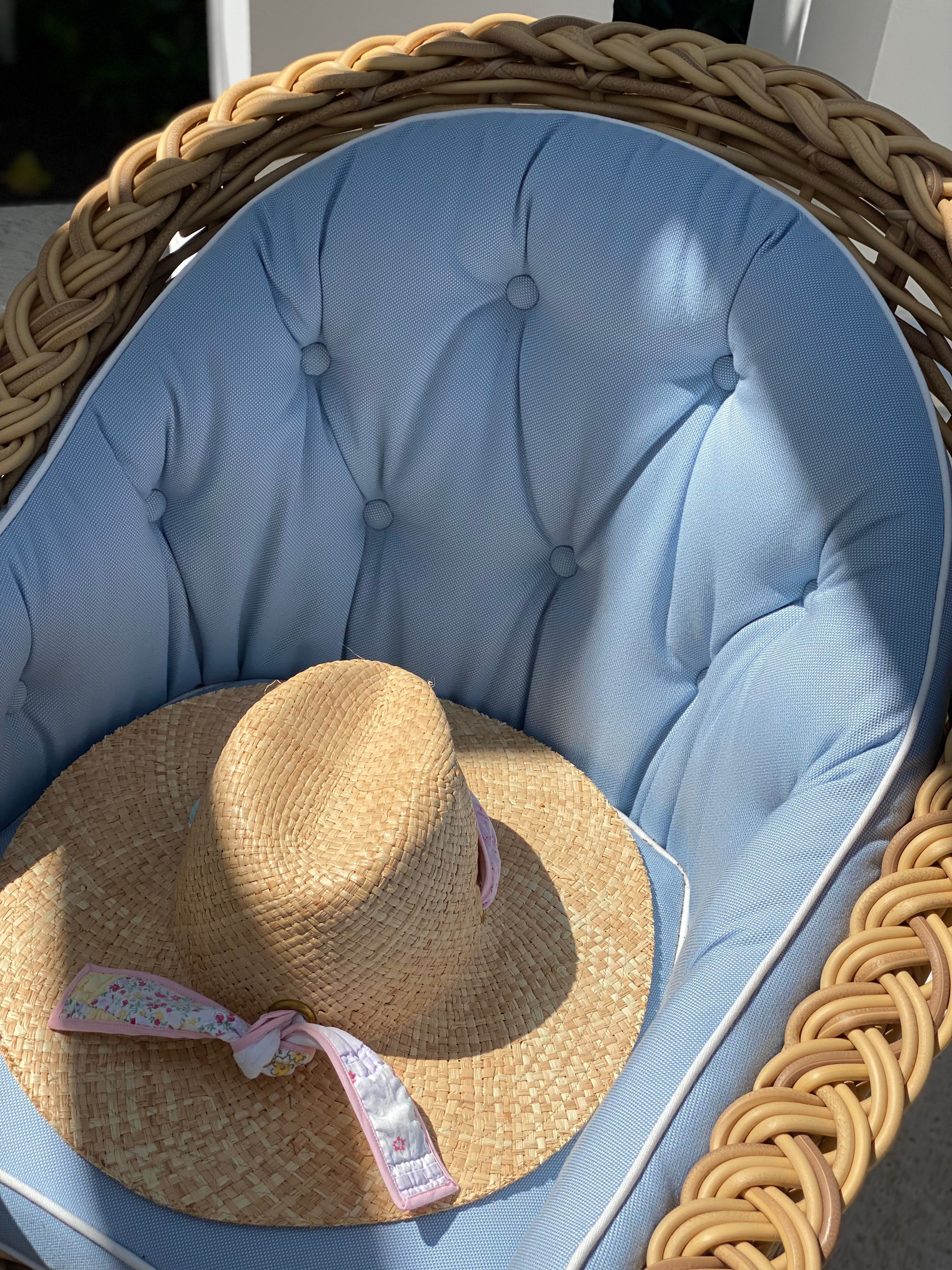 Oleander Sun Hat - Wide White Grosgrain Ribbon