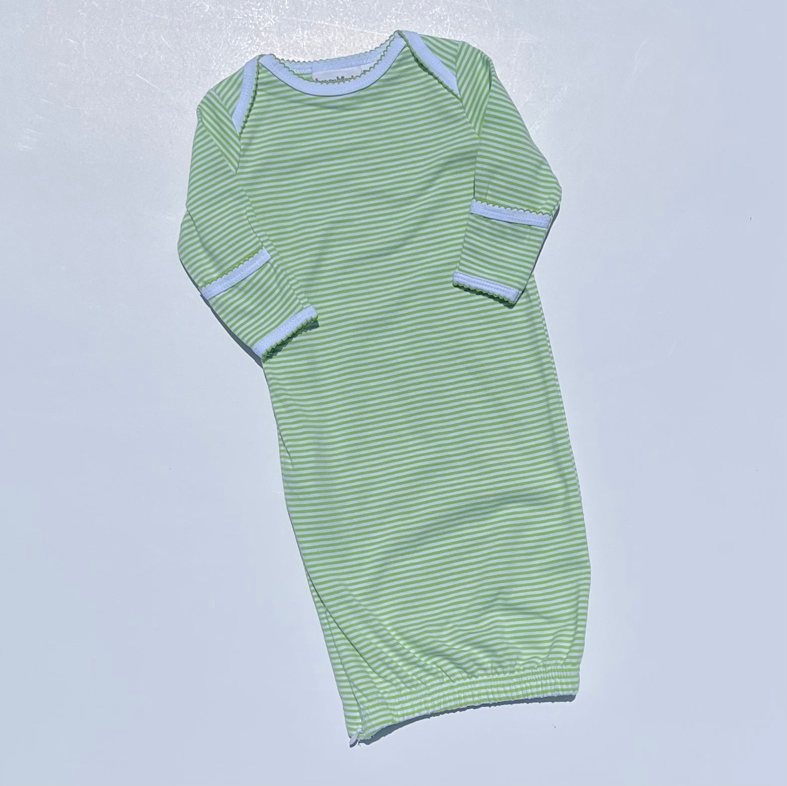 Stripe Gown With Picot Trim