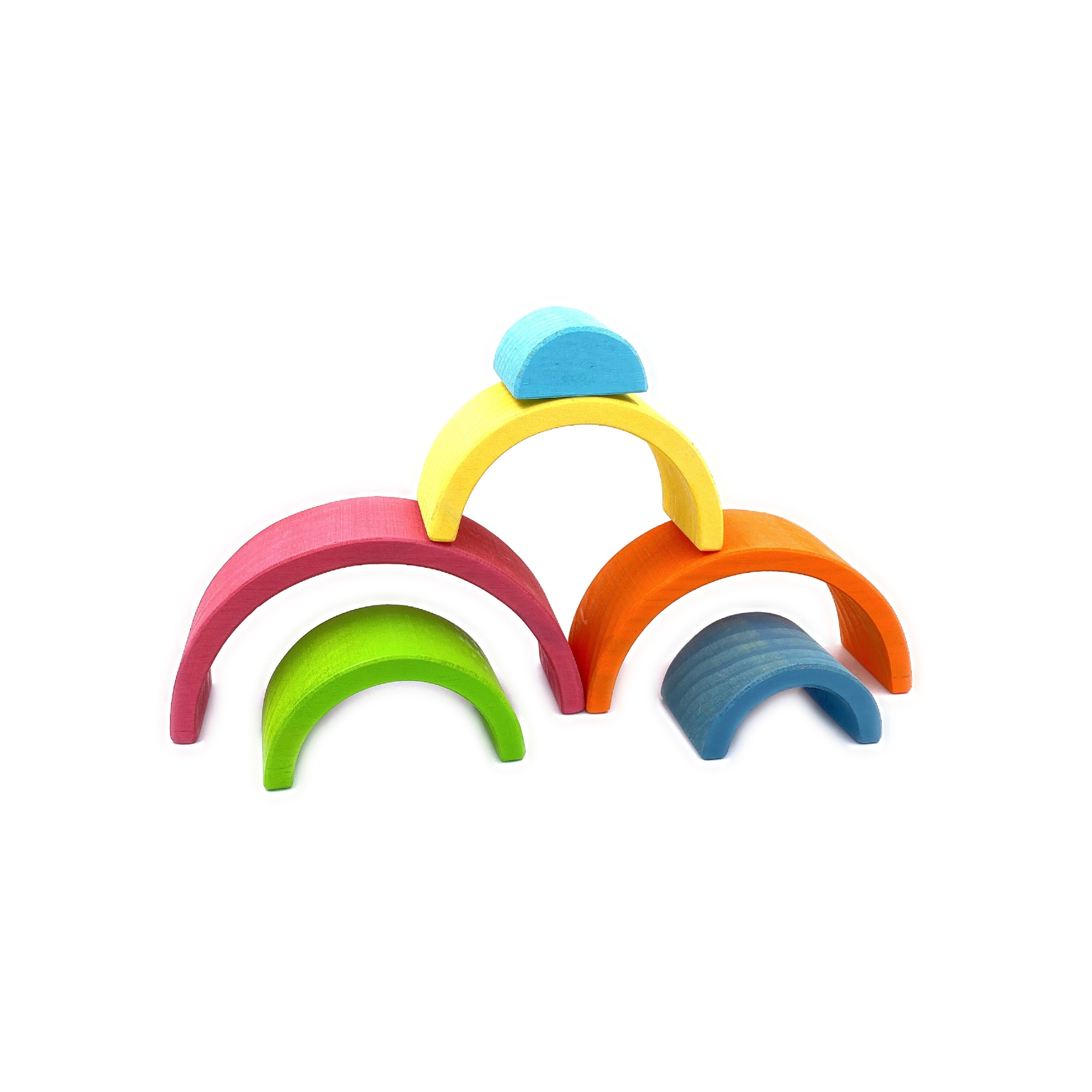 6 Pcs Small Rainbow Stacking Blocks In Pastel/macaron Colors