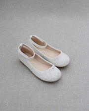 Rock Glitter Ballet Flats With Velcro Ankle Strap