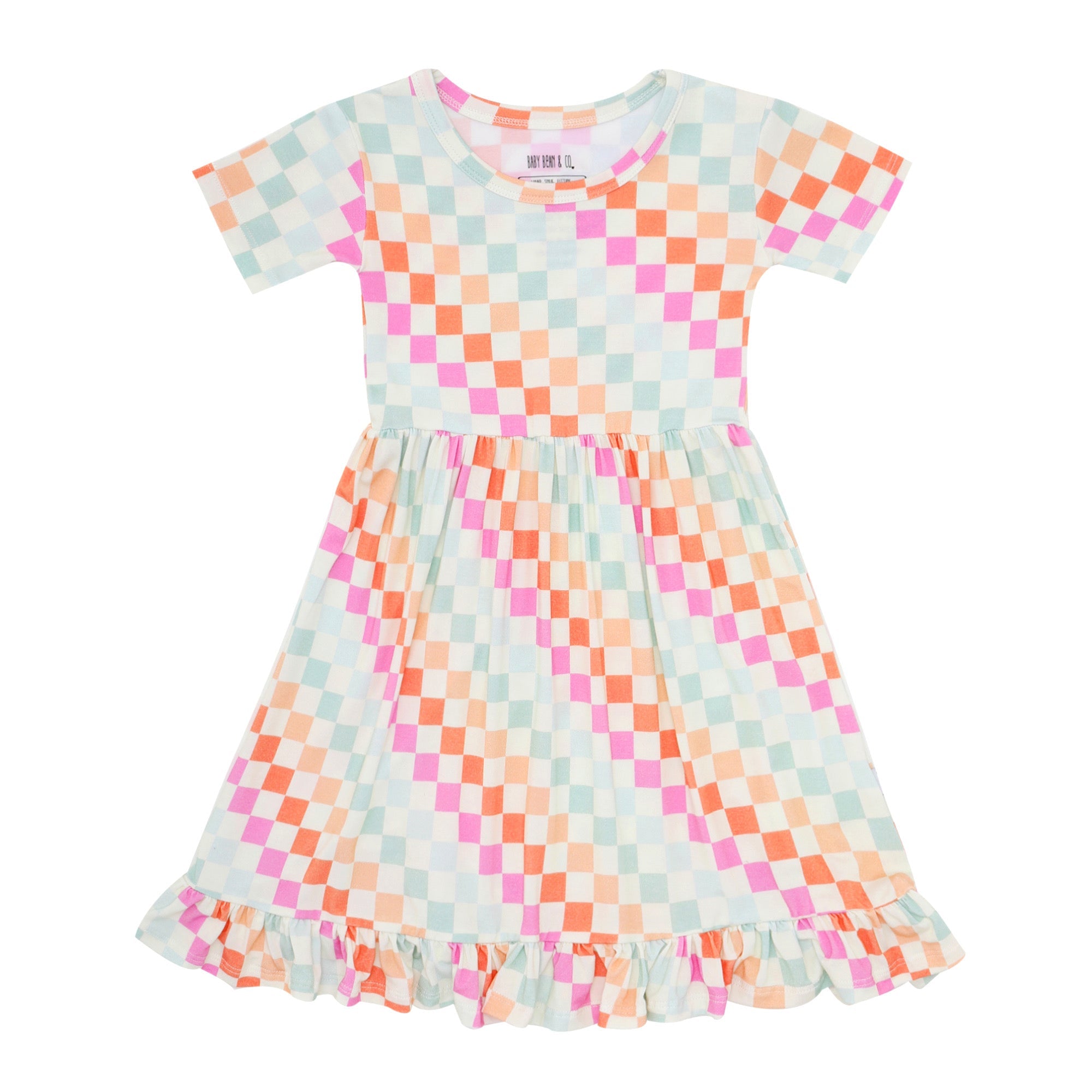 Dreamsicle Checkered Ruffle Dress