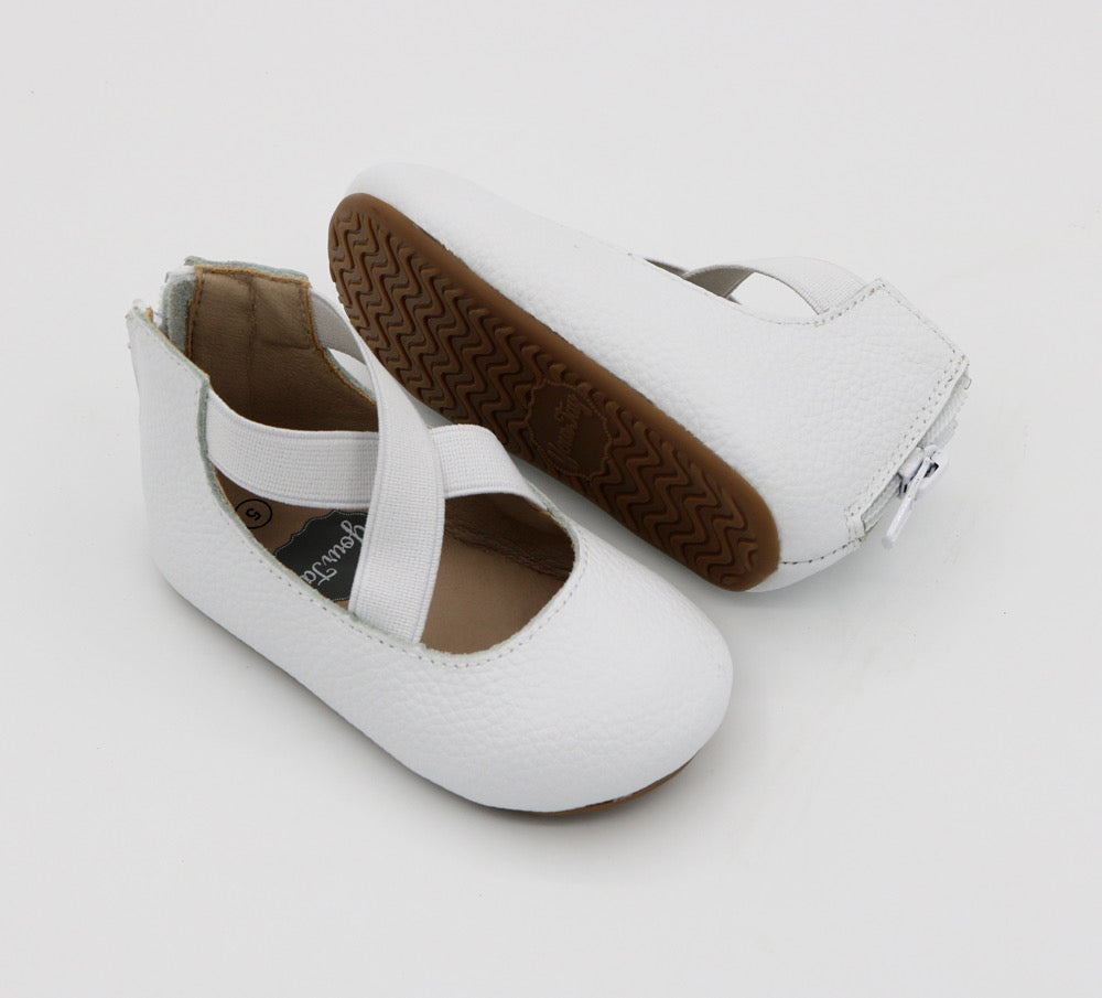 Zipper Ballet White Leather