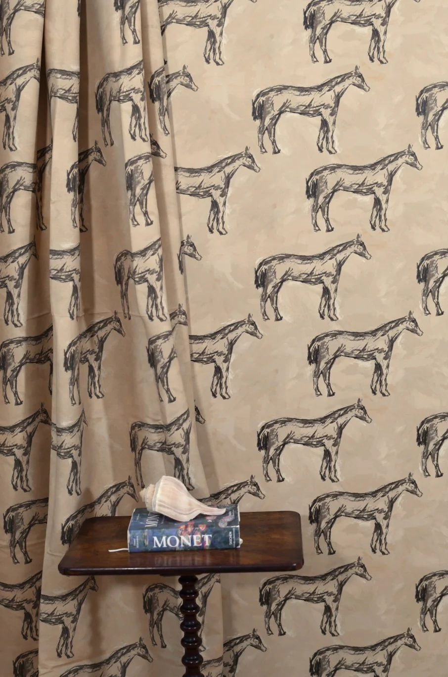 Antique Parchment Horse In Parchment- Fabric