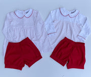 Peter Pan Knit Float Top With Banded Shorts - Red