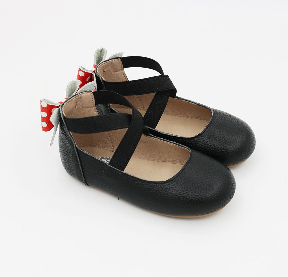 Black Bow Back Ballet - Polkadot Bow