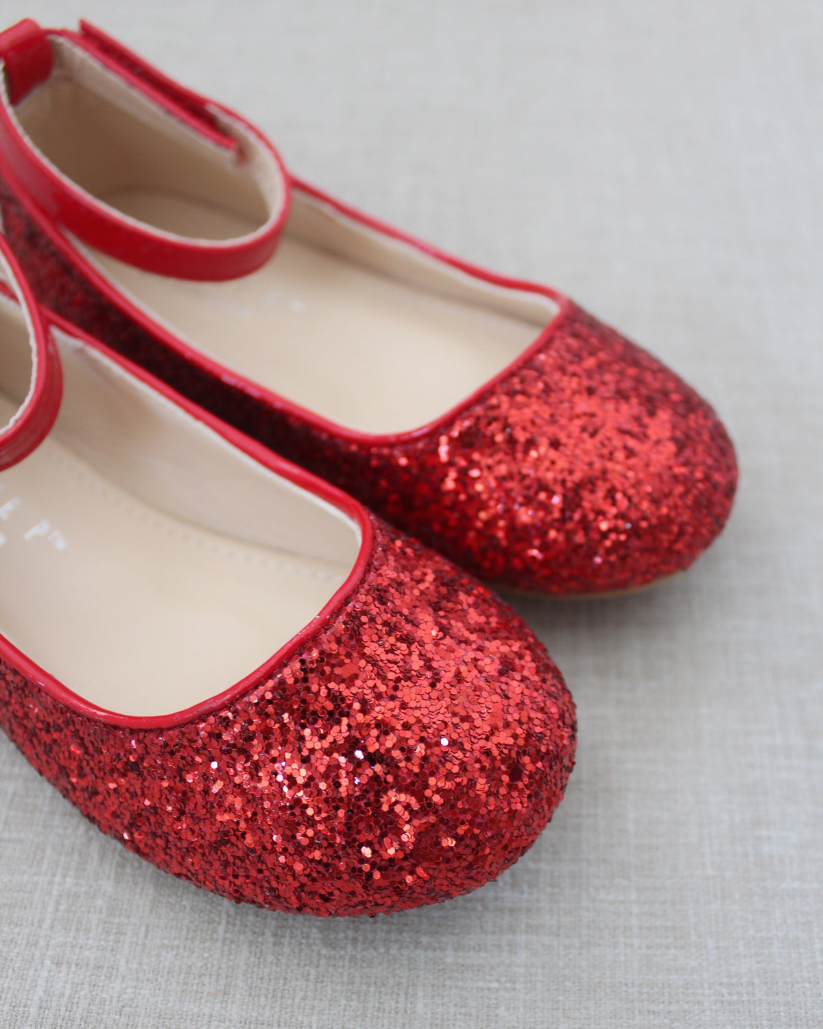 Rock Glitter Ballet Flats With Velcro Ankle Strap