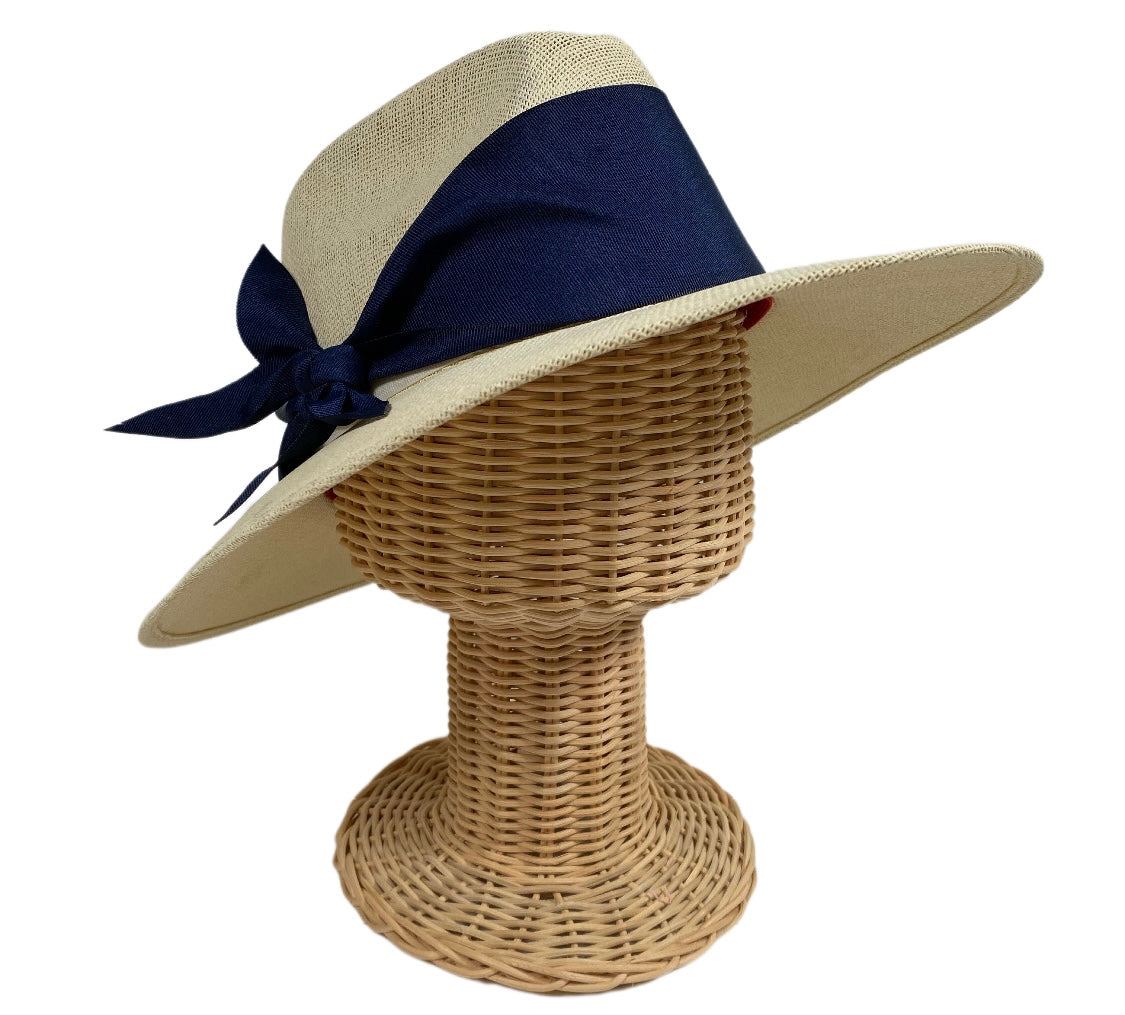 Orchid Sun Hat - Navy Wide & Short Grosgrain Ribbon