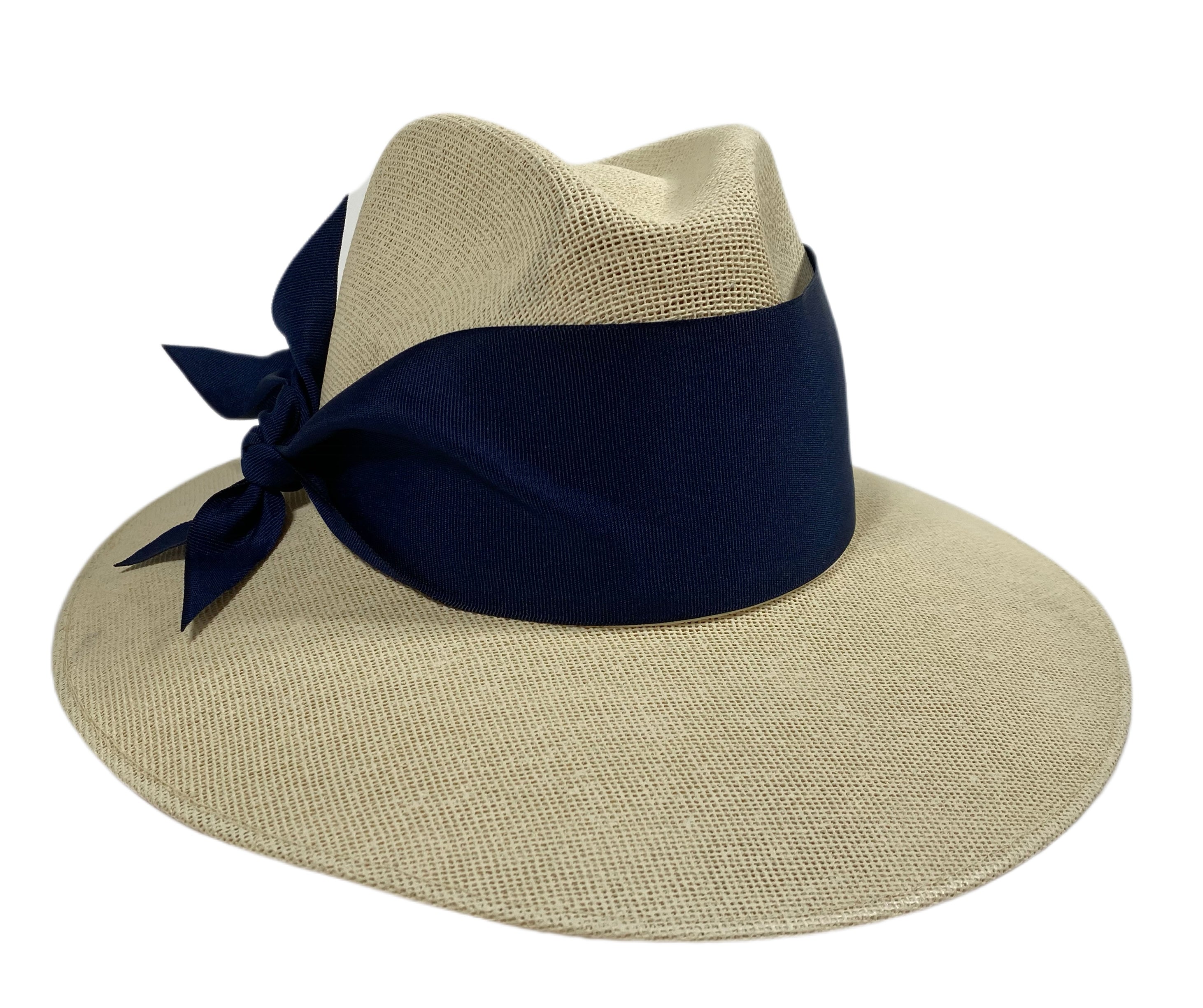 Orchid Sun Hat - Navy Wide & Short Grosgrain Ribbon