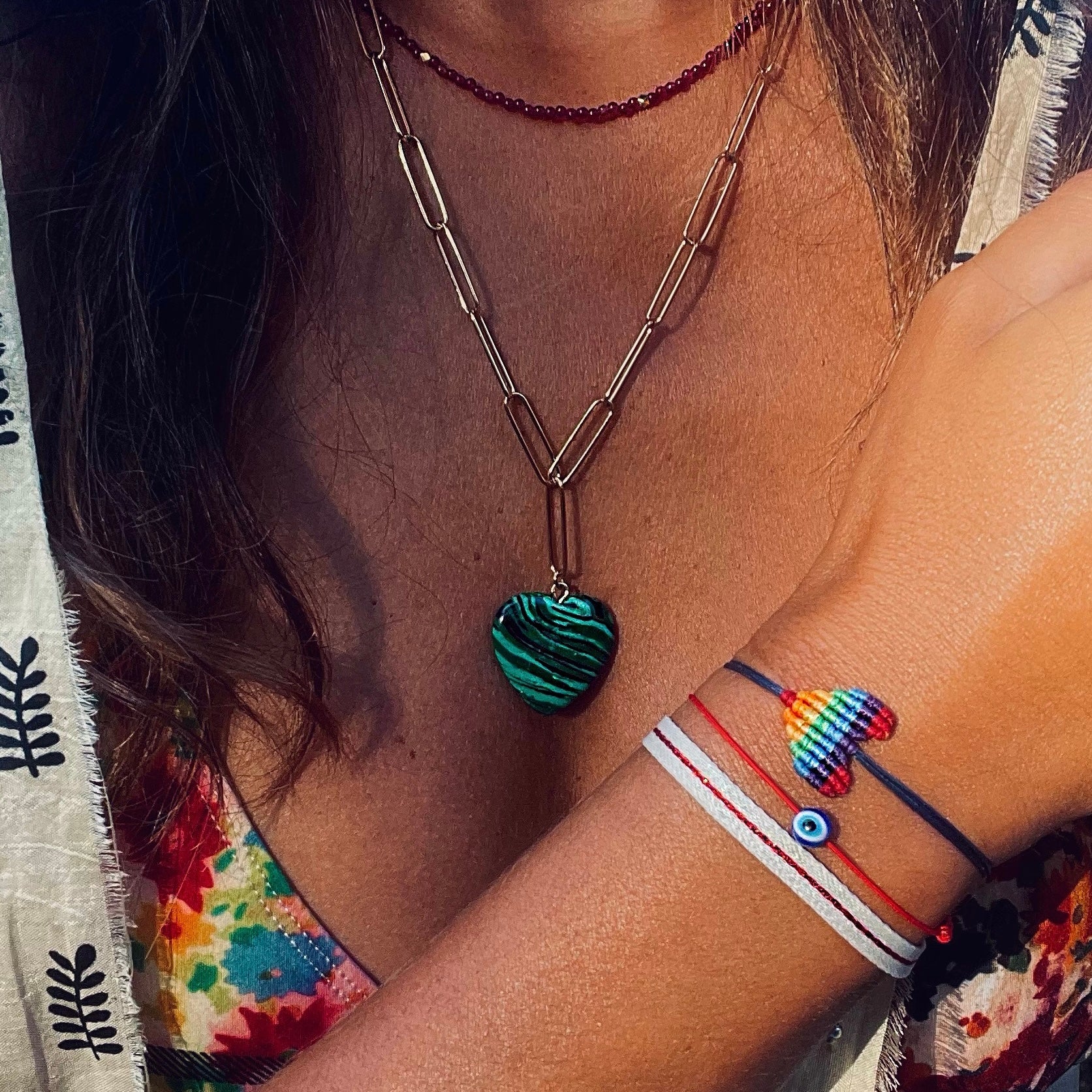 Le Catch X Oiya 2.0: Amazonian Gemstone Heart Chain Necklace