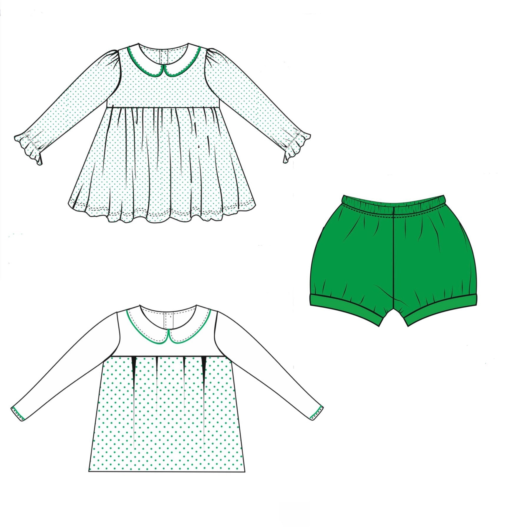 Peter Pan Knit Float Top With Banded Shorts - Green