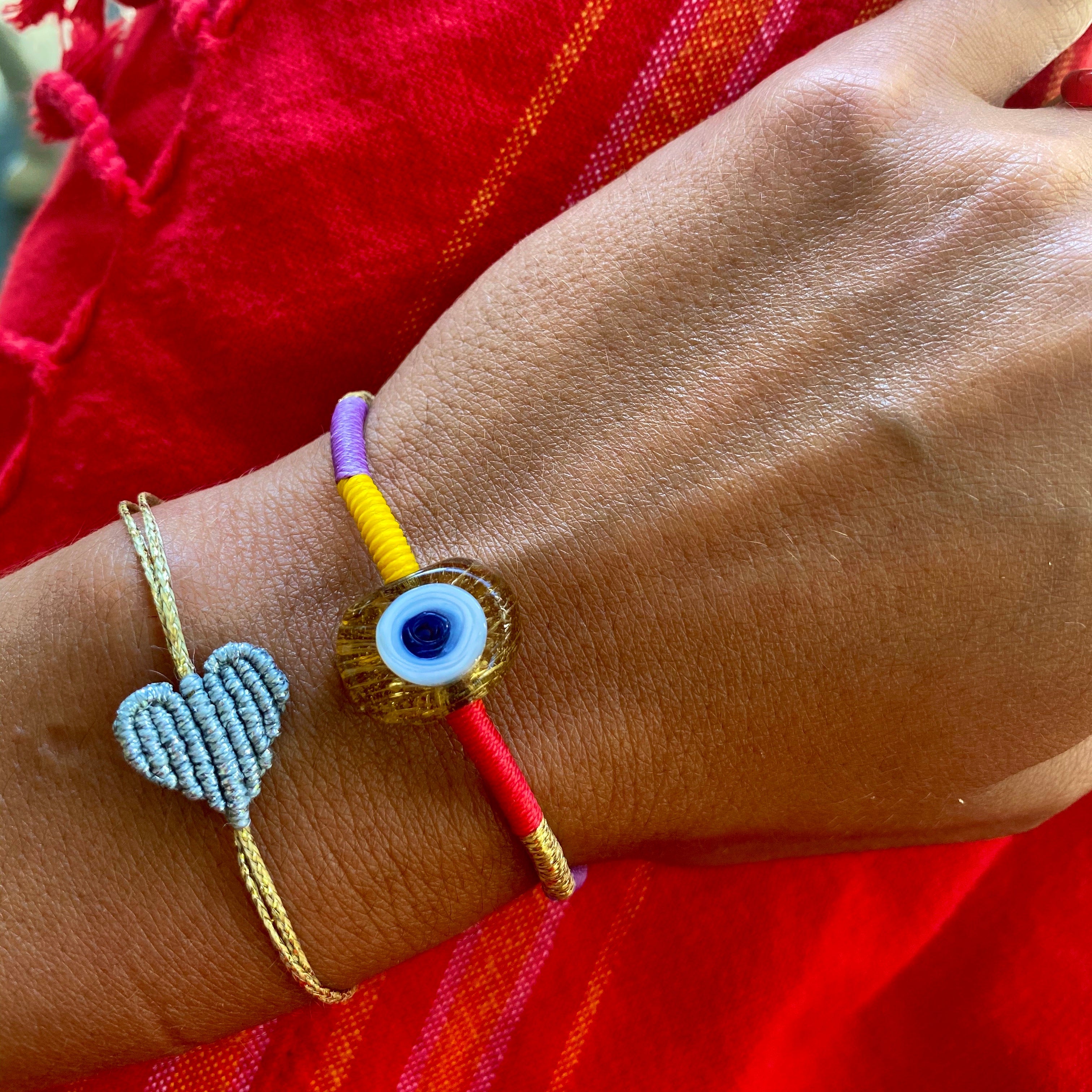 Mini Carnival Glass Evil Eye Bracelet