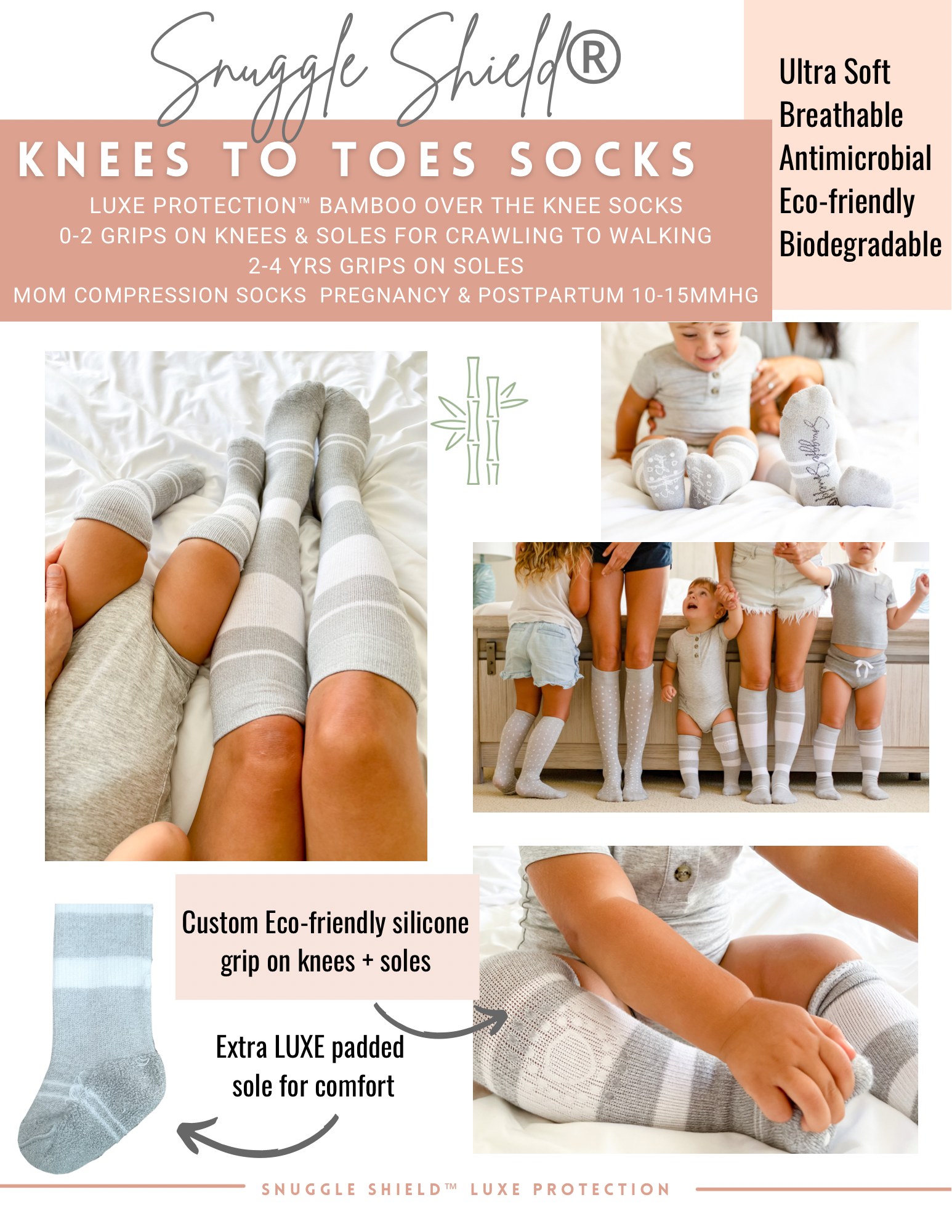 ® Luxe Protection Bamboo Knees To Toes Socks