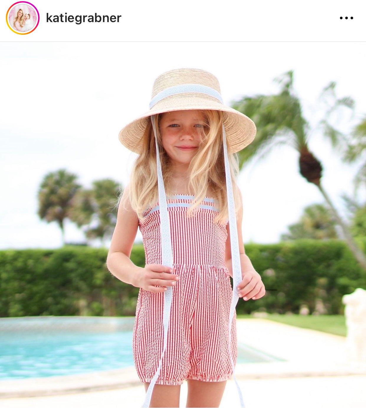 Palmetto Girl’s Hat - Long Red Grosgrain Ribbon