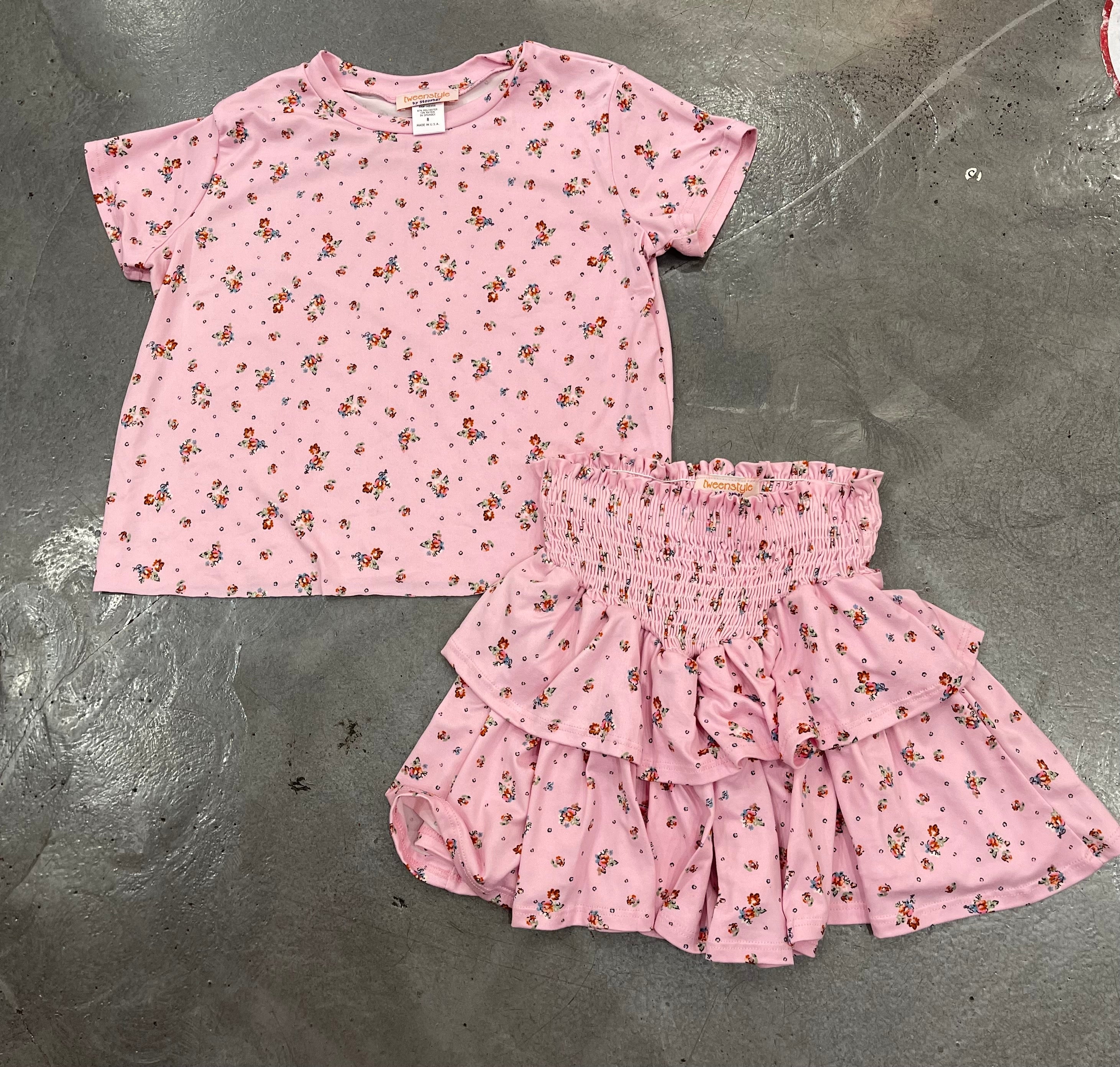 Tweenstyle - Blush Floral Boxy Tee
