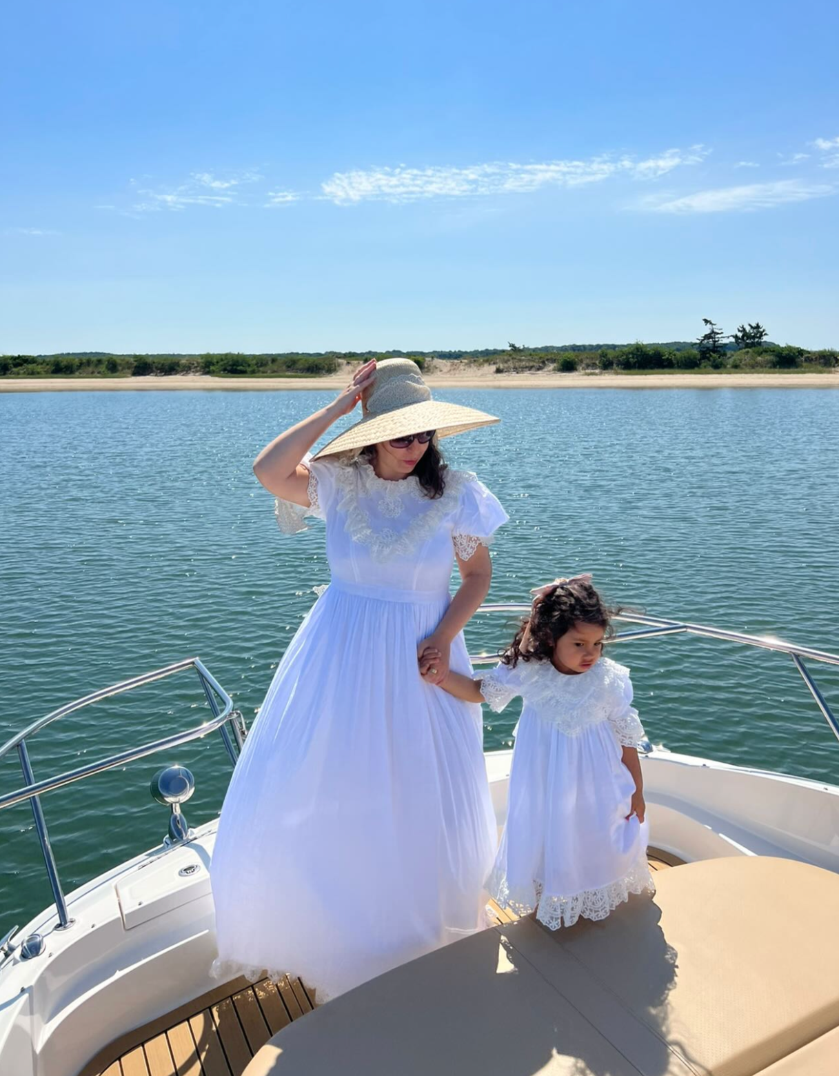 Daisy Sun Hat - Long Ivory Grosgrain Ribbon