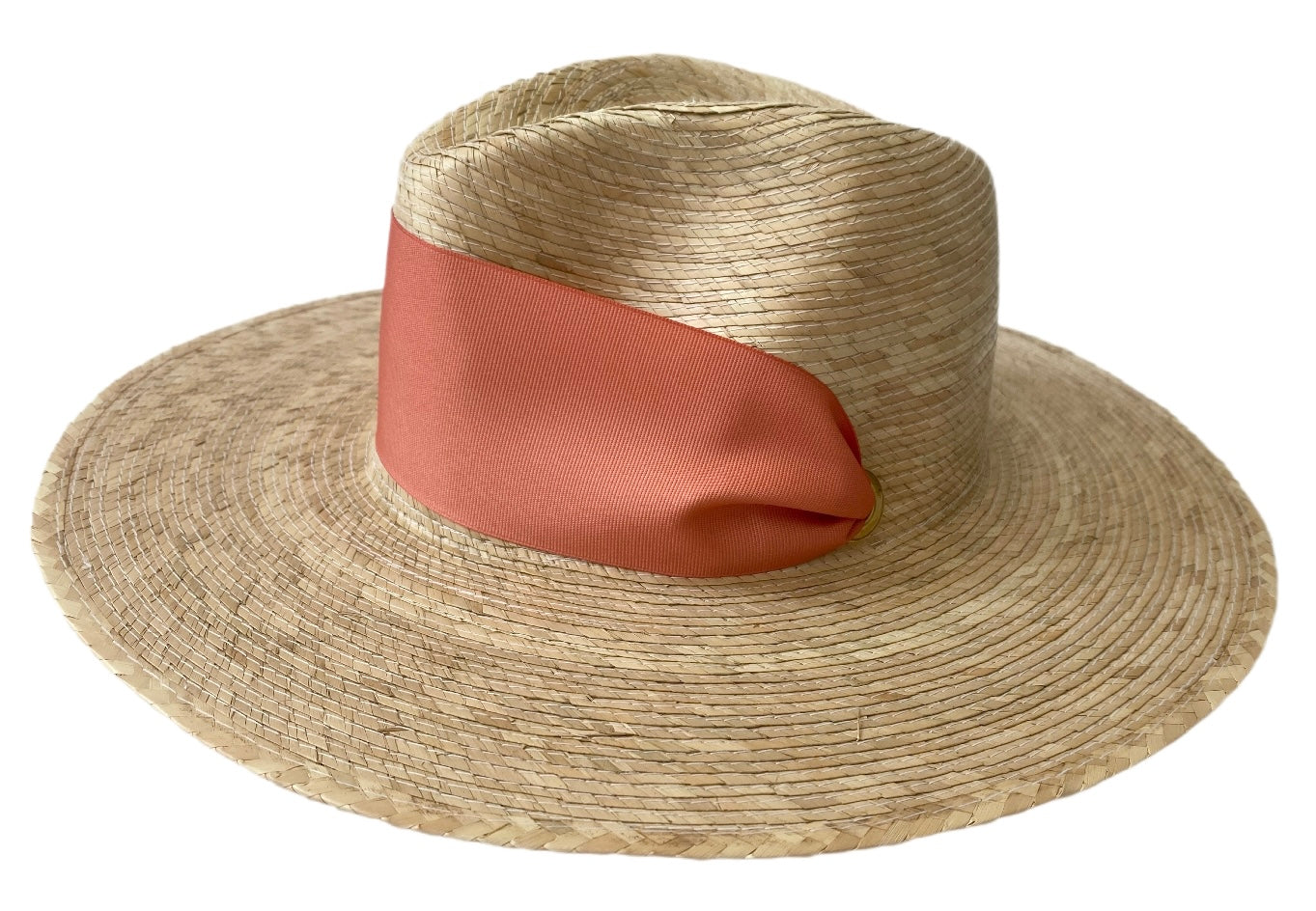 Zinnia Sun Hat -coral Wide & Short Grosgrain Ribbon