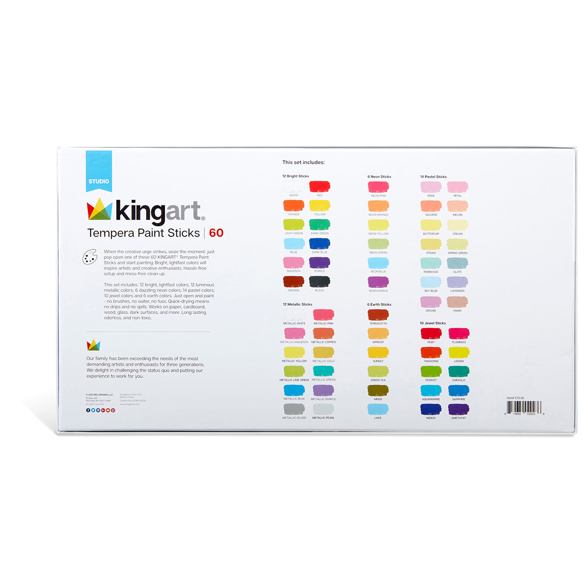 Tempera Paint Sticks, 60 Colors