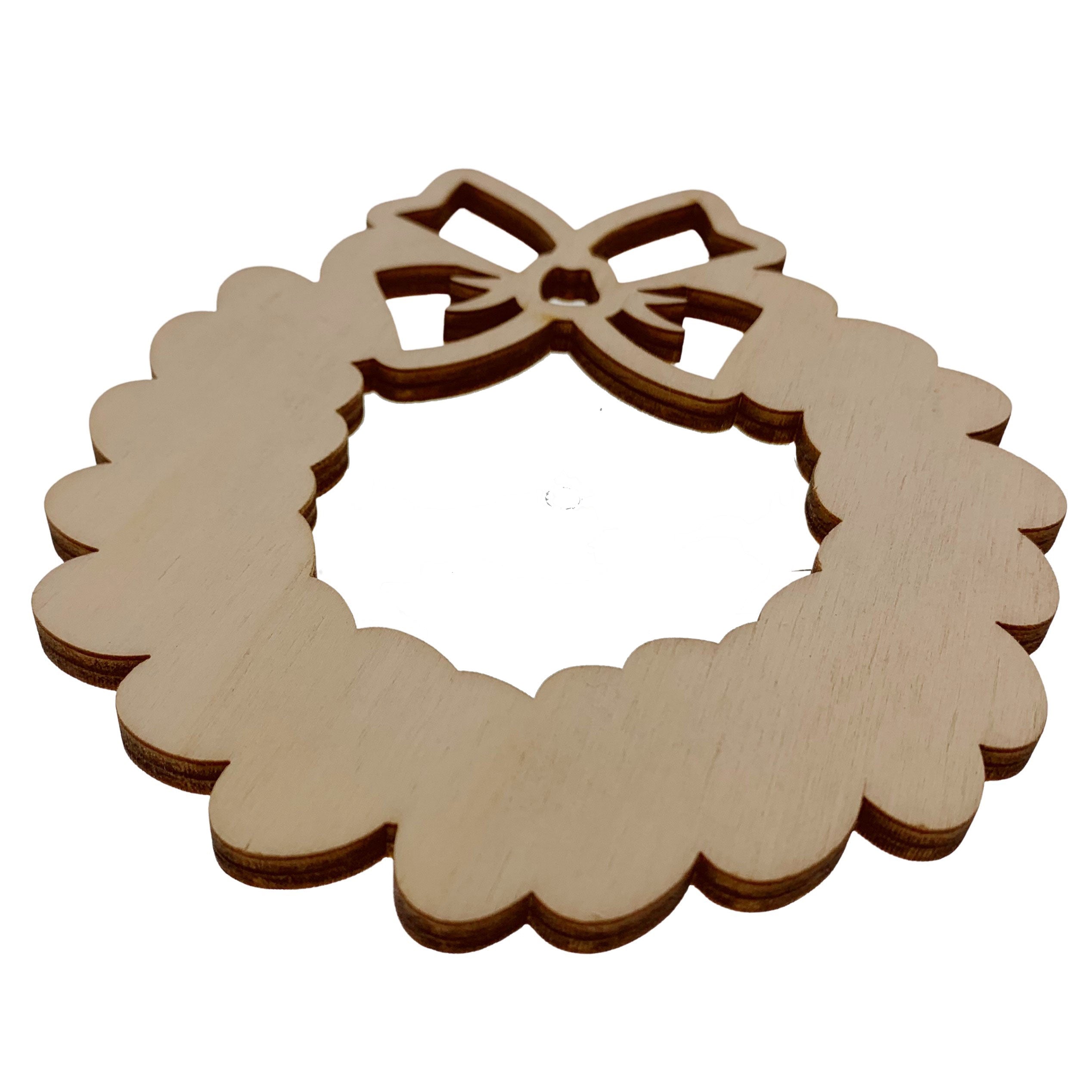 Unfinished Wooden Wreath Shape Cutout Diy Craft 4.75 Inches