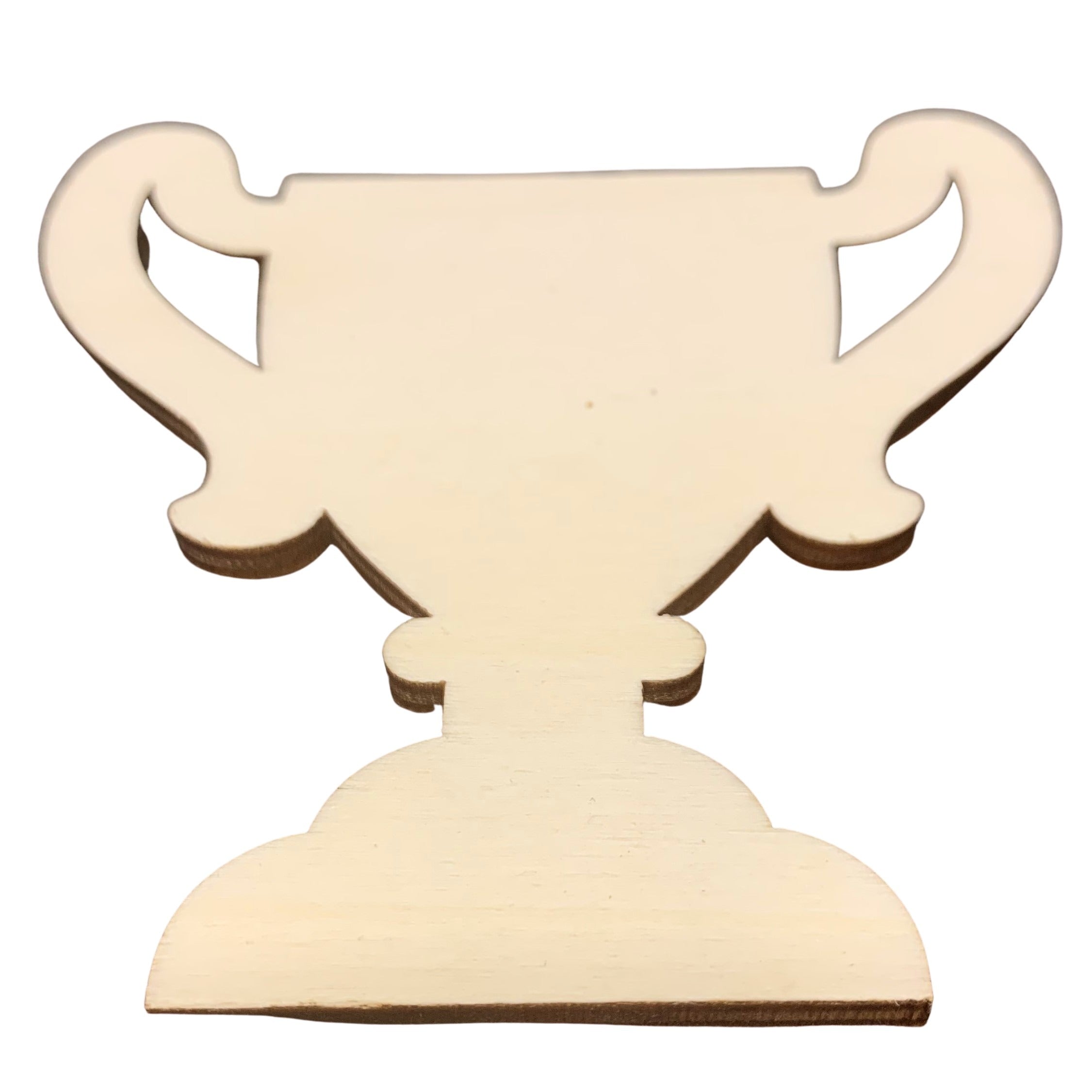 Unfinished Wooden Trophy Shape Cutout Diy Craft 4.5 Inches