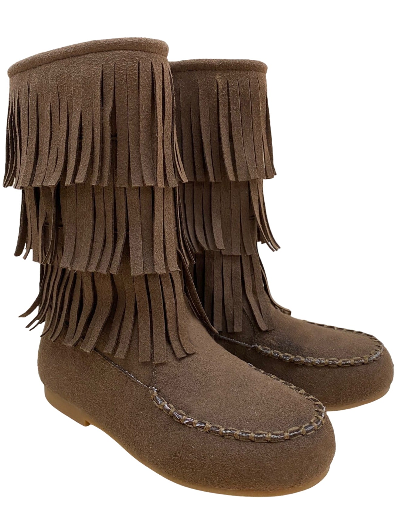 Brown Fringe Boots By Liv And Mia