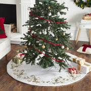 Hand Beaded Imperial Design Large Silk Cream Christmas Tree Skirt 60"