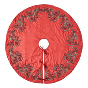Imperial Design Hand Beaded Red Christmas Tree Skirt Red 60"