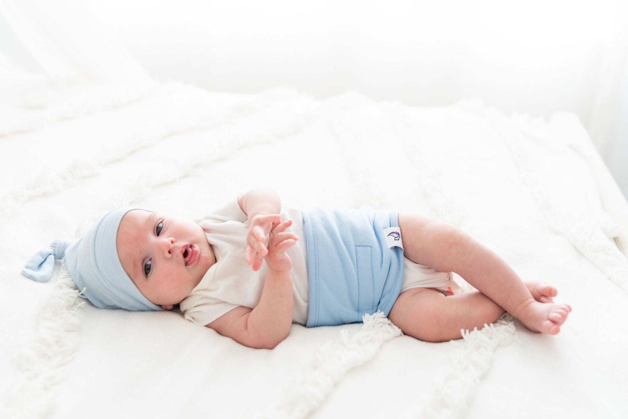Newborn Top Knot Hat - Sky