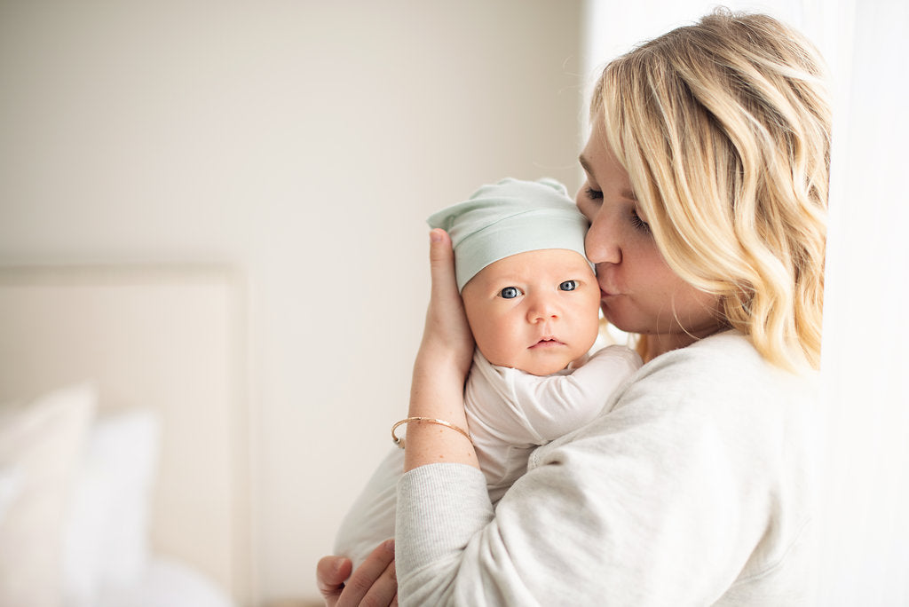 Newborn Top Knot Hat - Sage