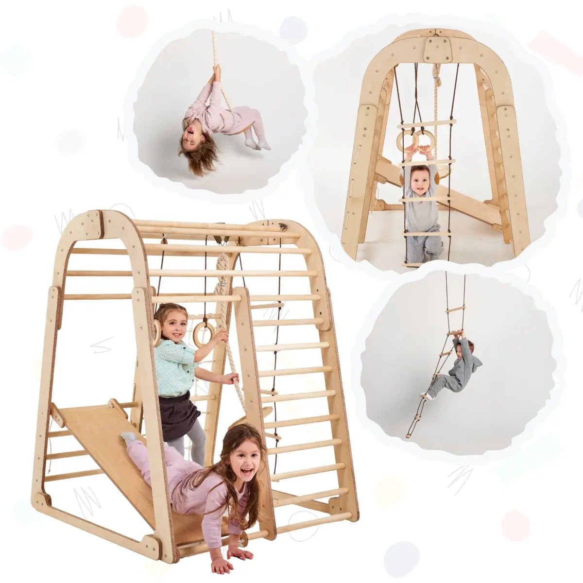 Indoor Playground For Toddlers - 7in1 Playground + Swings Set + Slide Board + Art Set