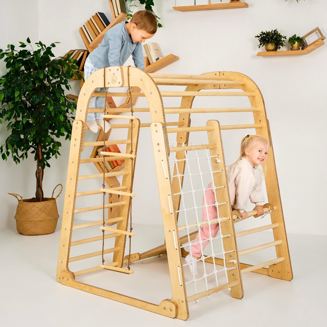 Indoor Wooden Playground For Children - 6in1 Playground + Swings Set + Slide Board