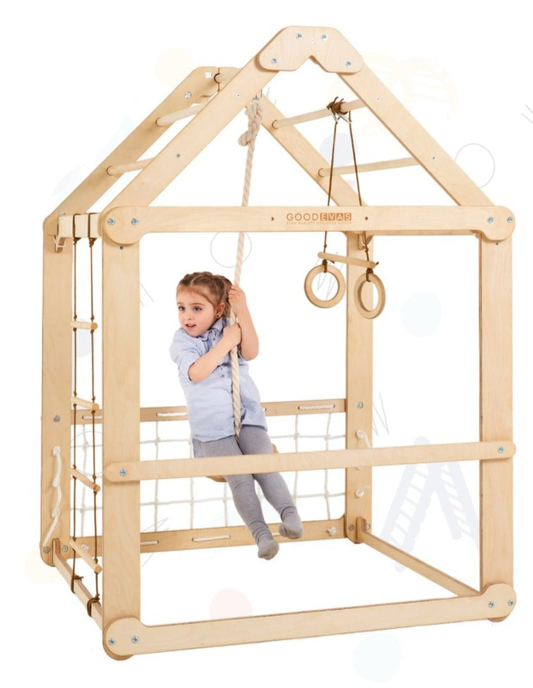 Indoor Wooden Playhouse With Swings