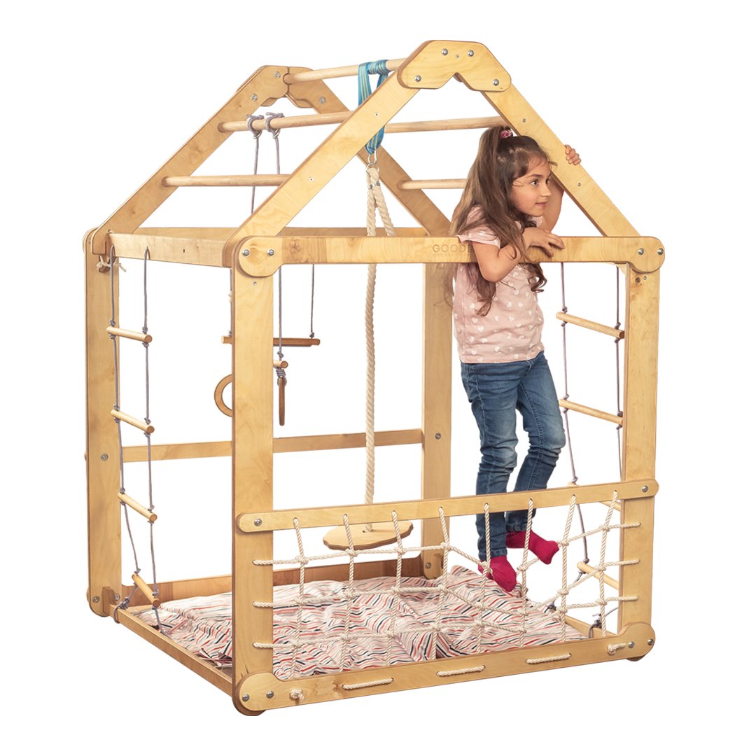 Indoor Wooden Playhouse With Swings
