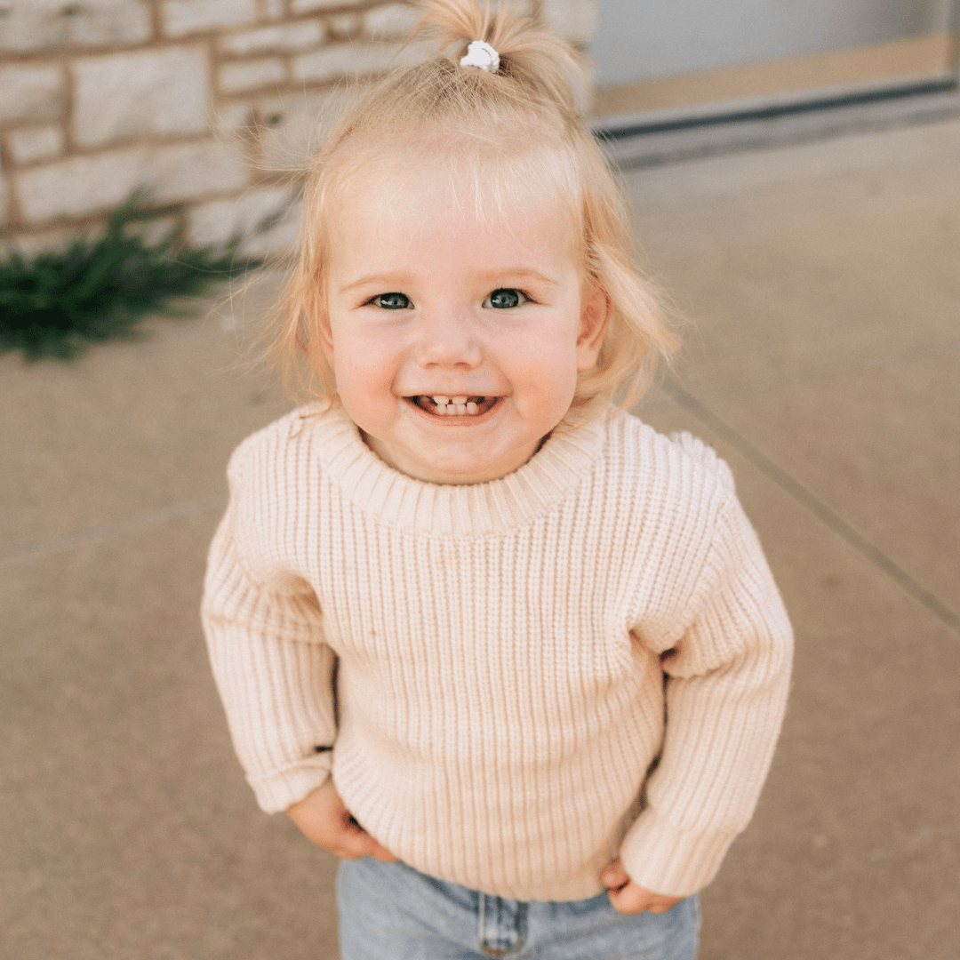 Oatmeal Knit Pullover Sweater- Child